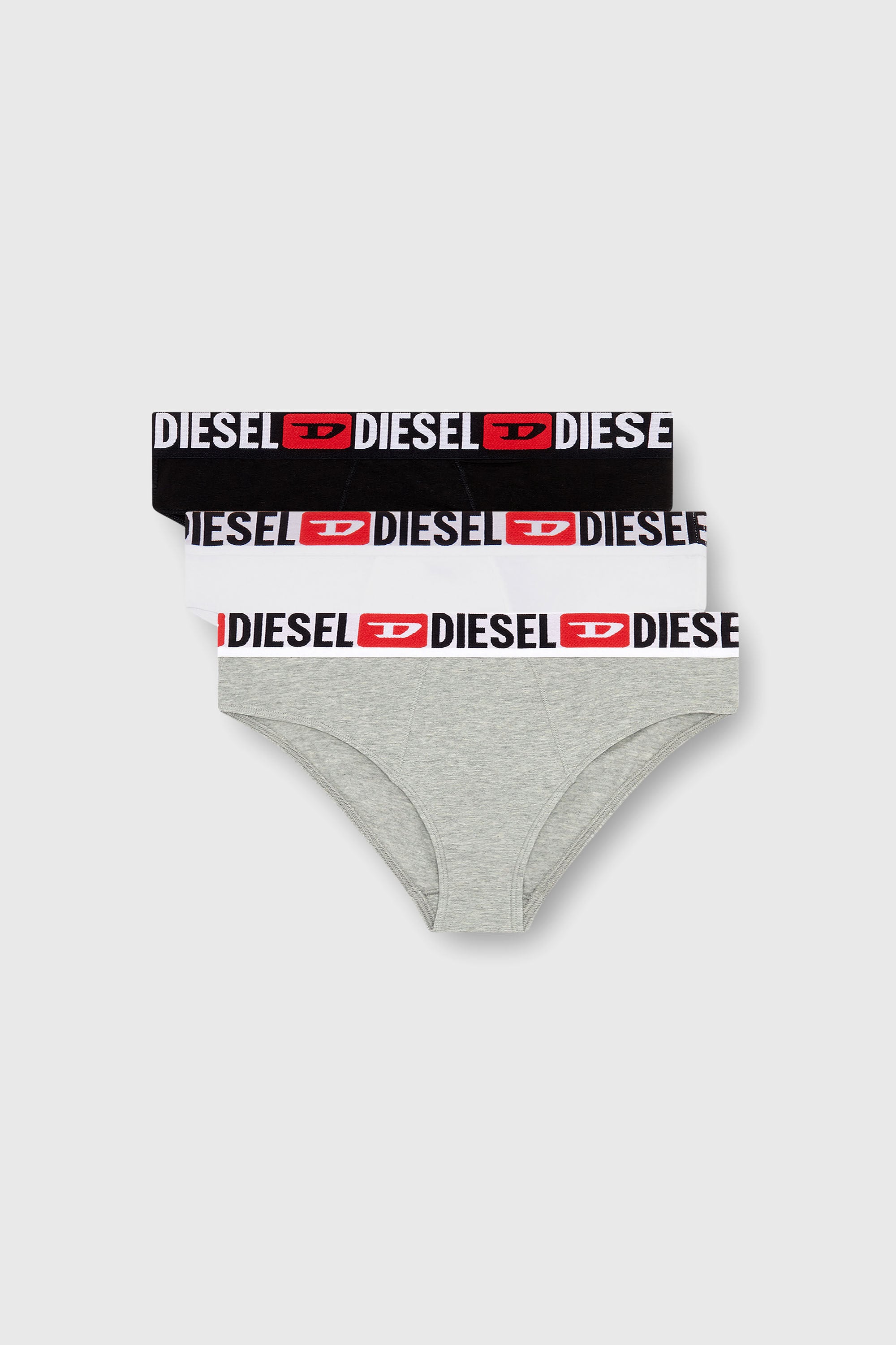 Diesel - UFPN-BLANCA-R-THREEPACK, Woman's Three-pack ribbed high-waisted briefs in Grey/White - 2