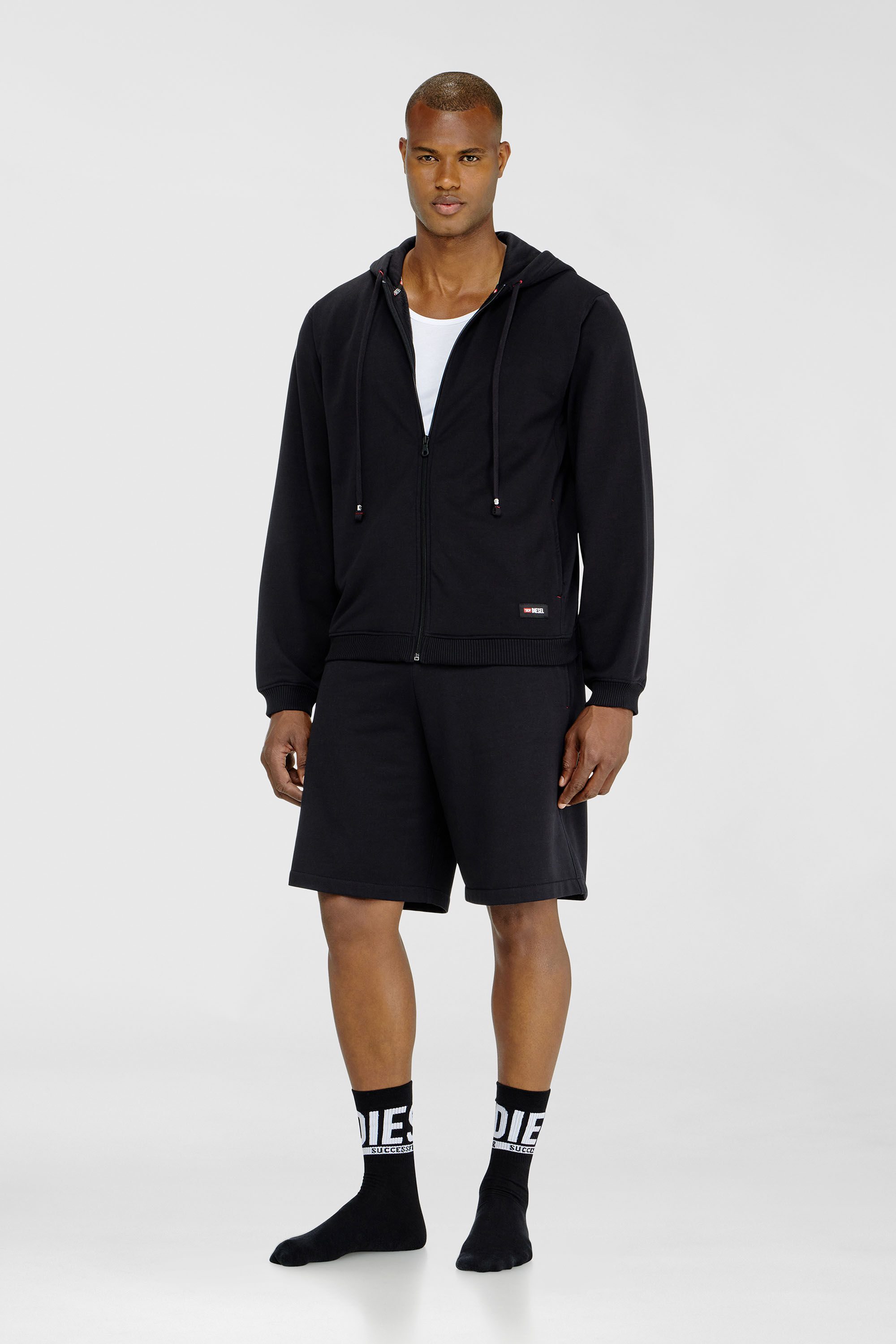 Diesel - JOY-D-CORE, Man's Hoodie in peached cotton blend in Black - 1
