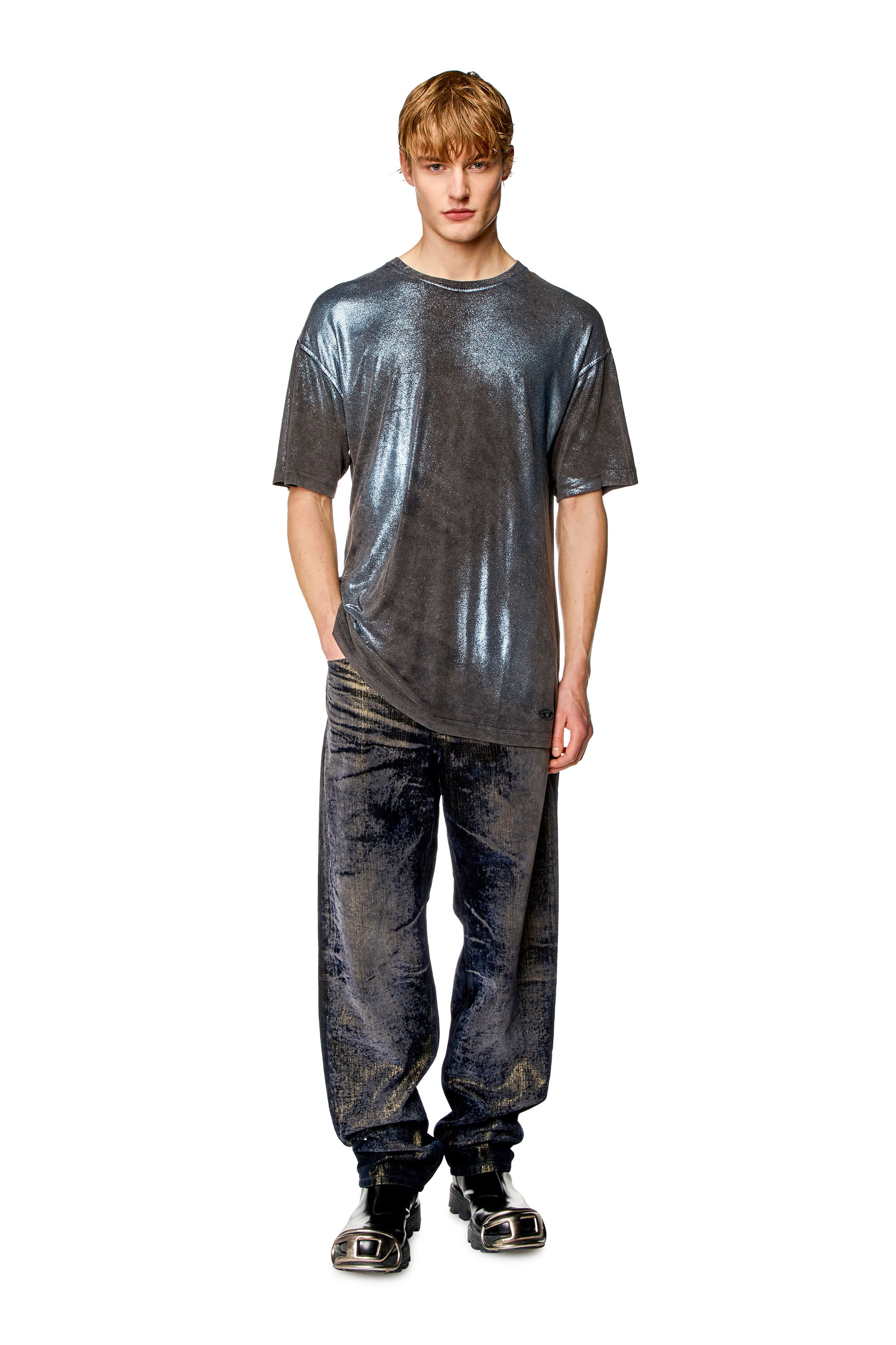 Diesel - T-BUXT, Man Faded metallic T-shirt in Multicolor - Image 1