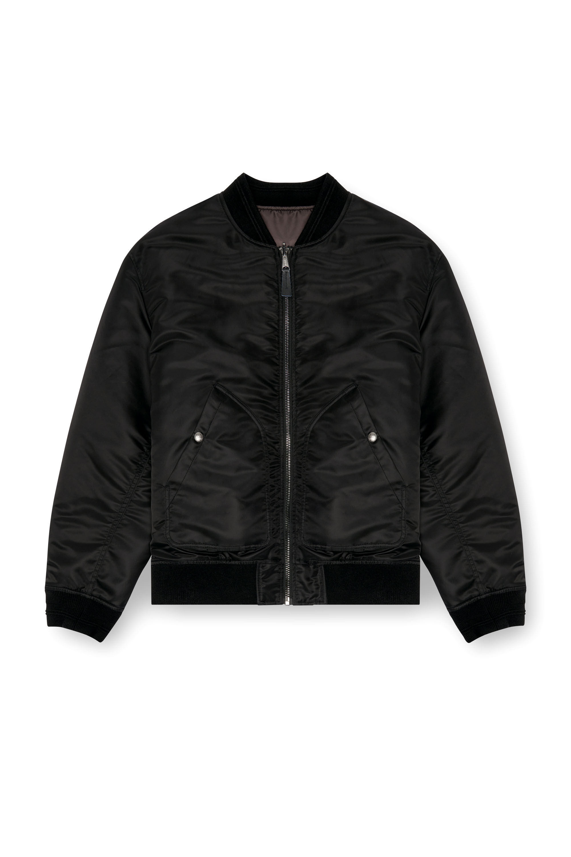 Men s Bomber in padded nylon with Oval D Black Diesel