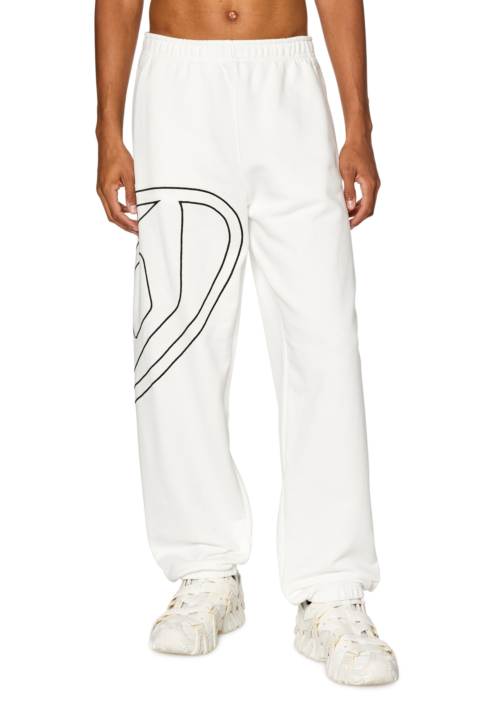 Diesel - P-MARKY-MEGOVAL-D, Man Track pants with mega oval D in White - Image 3