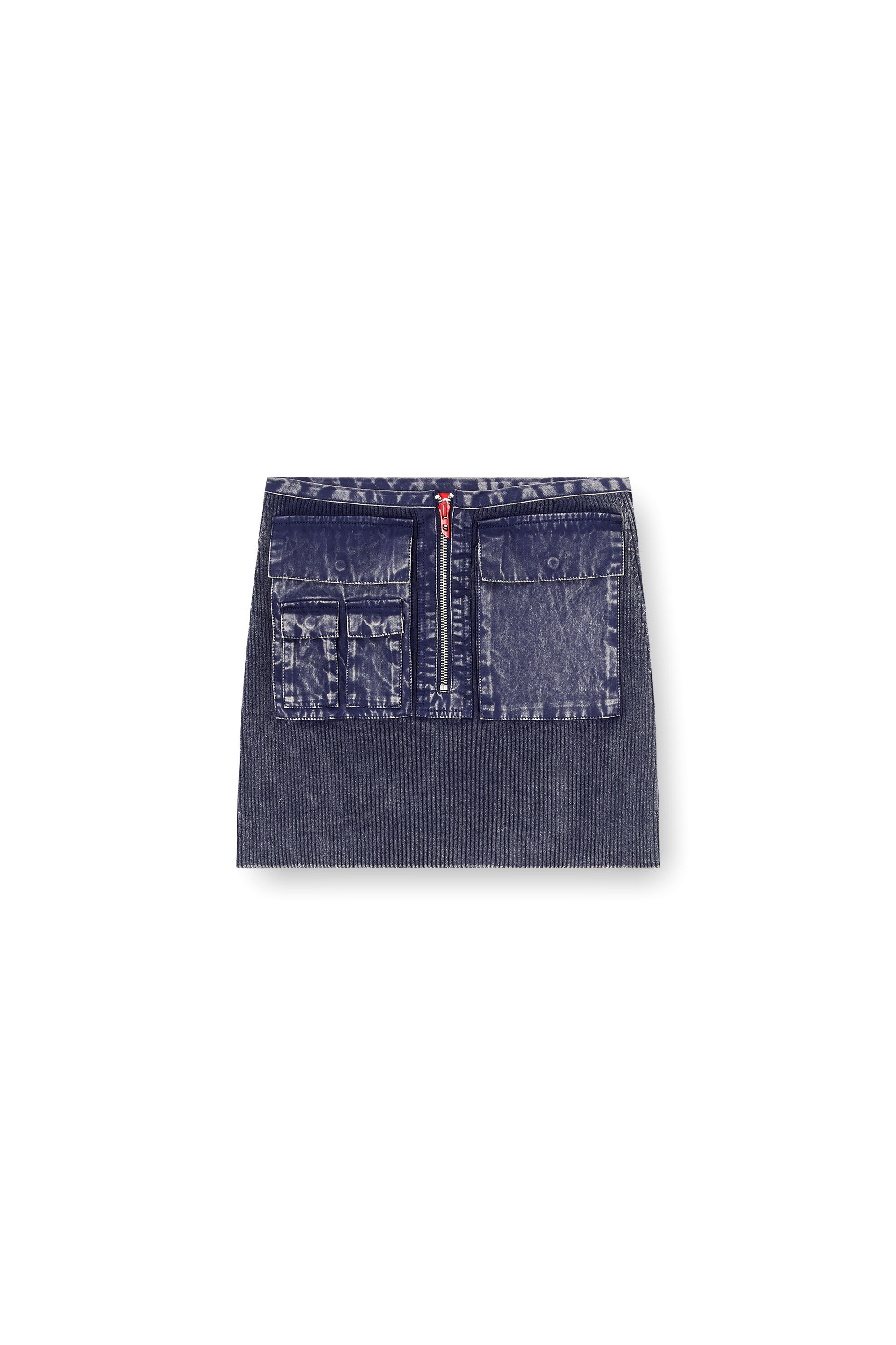 Diesel - M-MERYN-SHORT, Woman's Ribbed mini skirt with denim treatment in Blue - 2