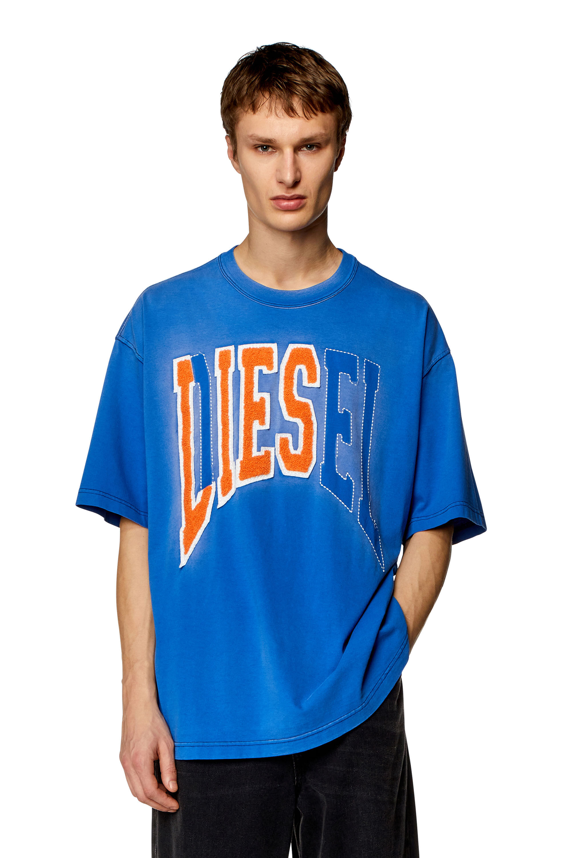 Diesel - T-WASH-N, Man Oversized T-shirt with Diesel Lies logo in Blue - Image 3