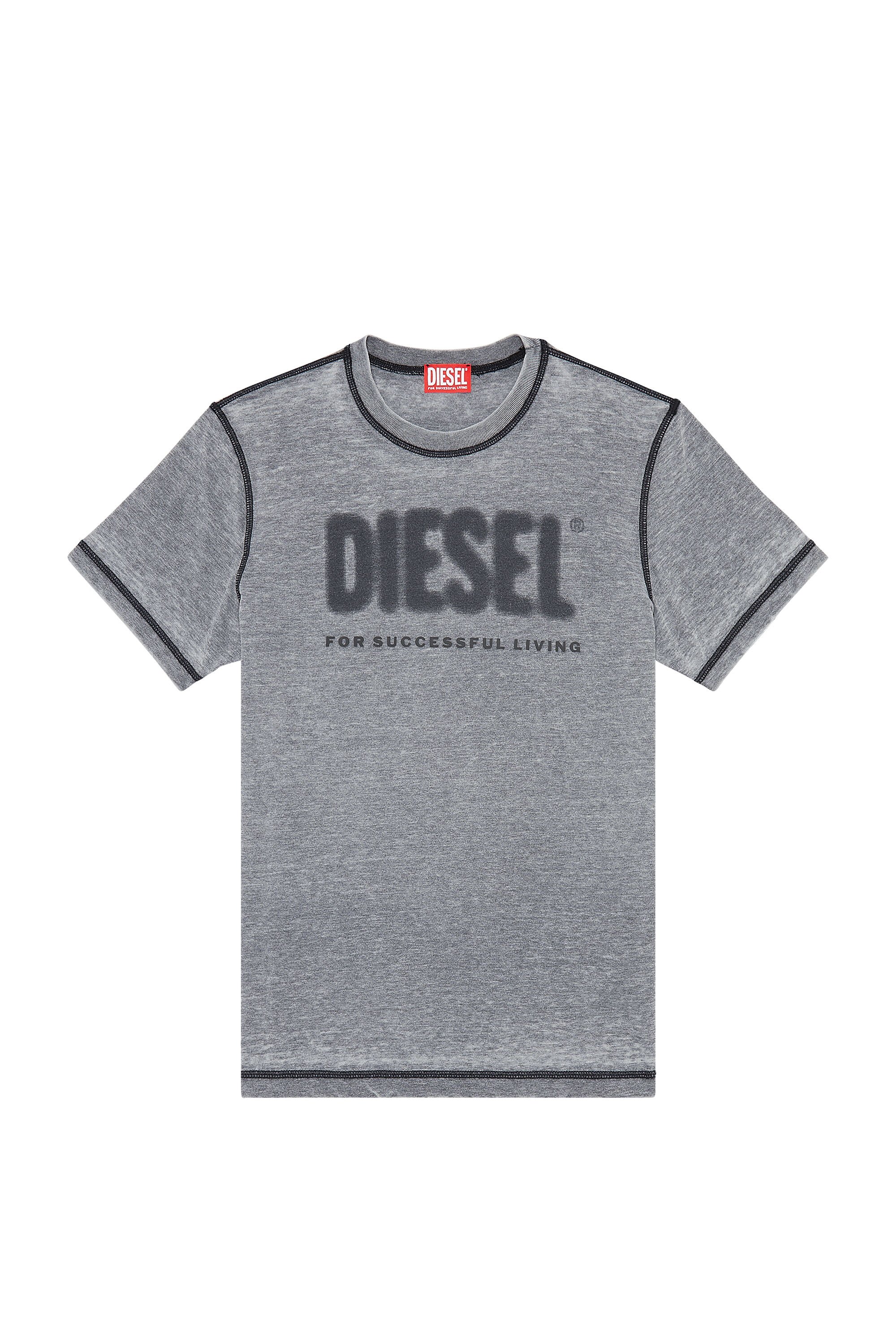Diesel - T-DIEGOR-L1, Man T-shirt with burn-out logo in Grey - Image 2
