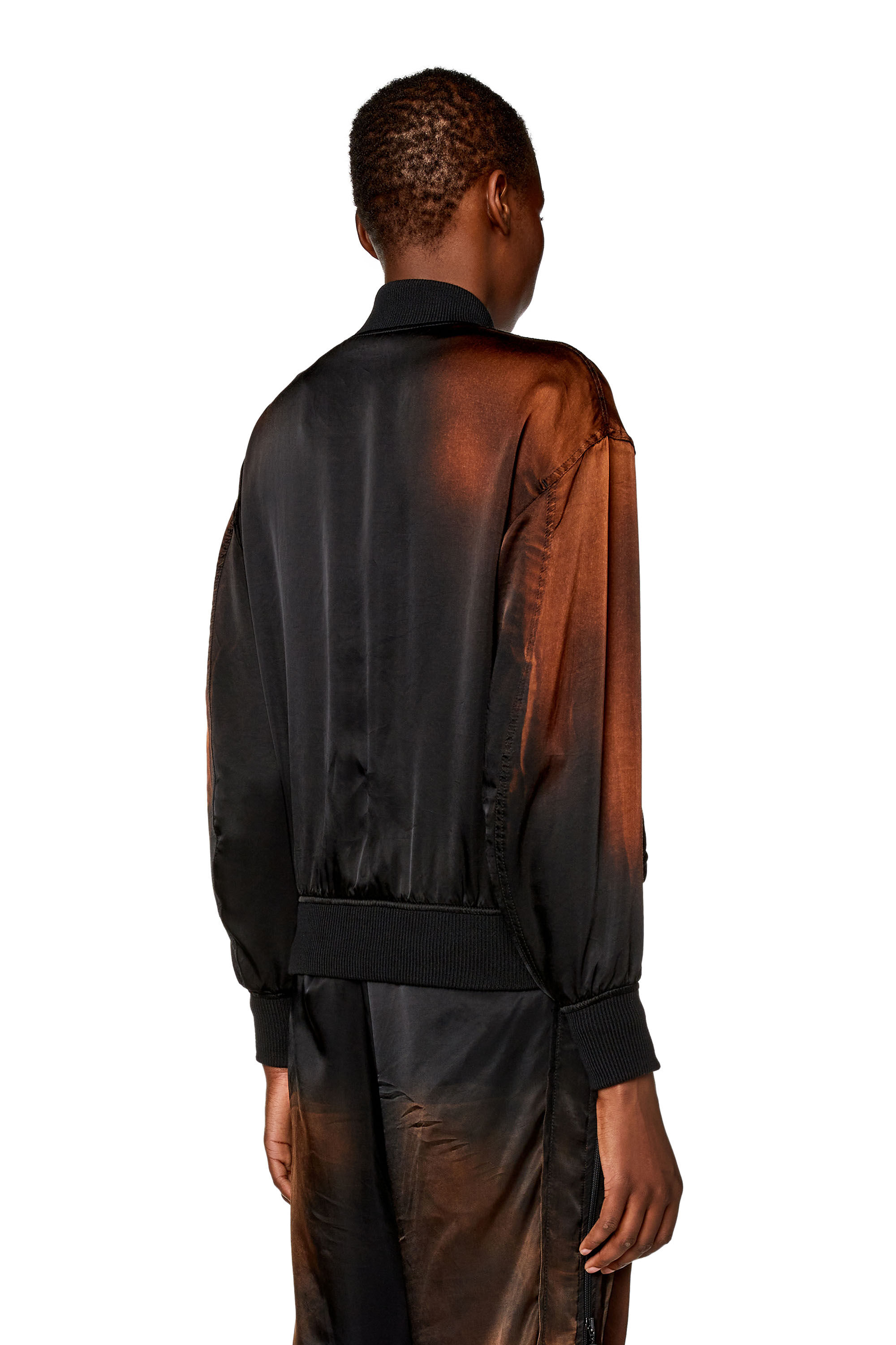 Diesel - J-MARTH, Woman Bomber jacket in solarised satin in Black - Image 4