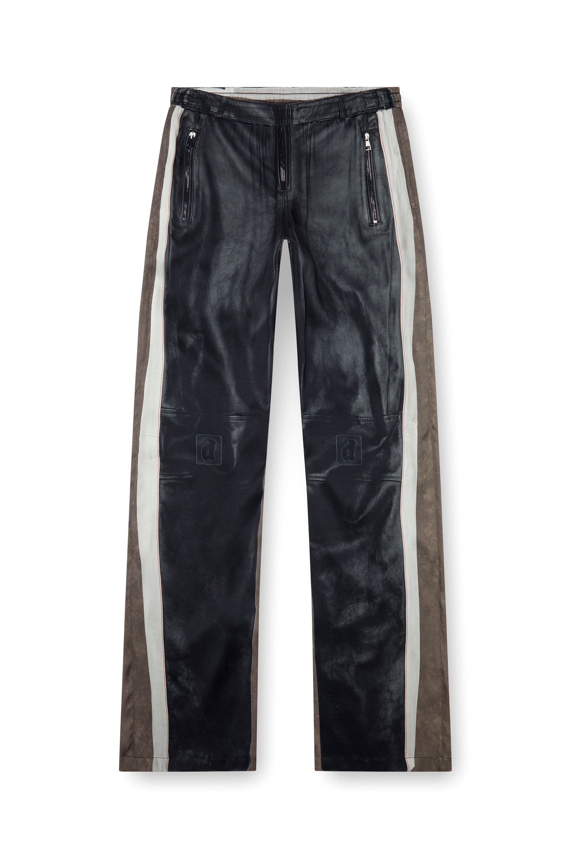 Diesel - P-AFTER, Man Viscose pants with leather-effect print in Black - Image 2