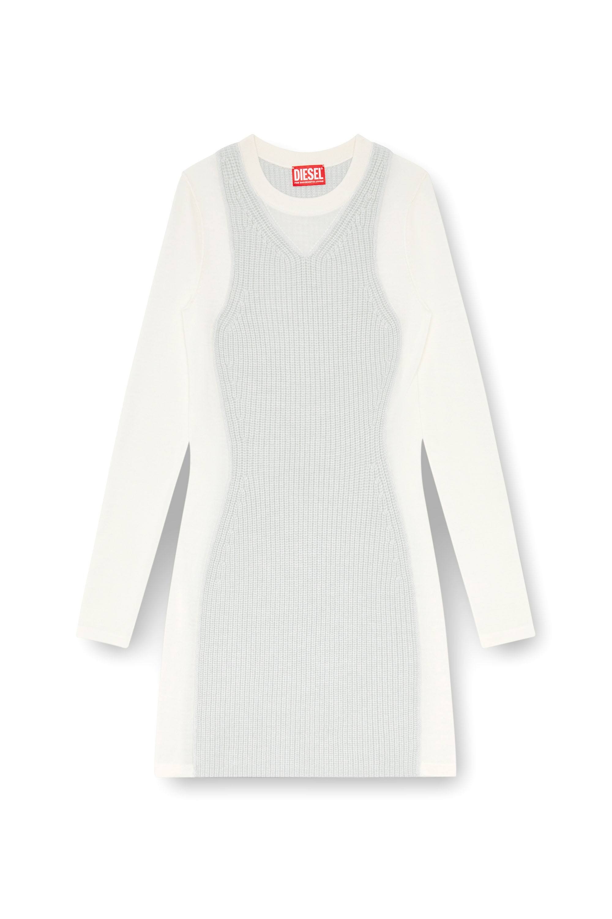Diesel - M-ARENA, Woman Short knit dress with layered effect in White - Image 2