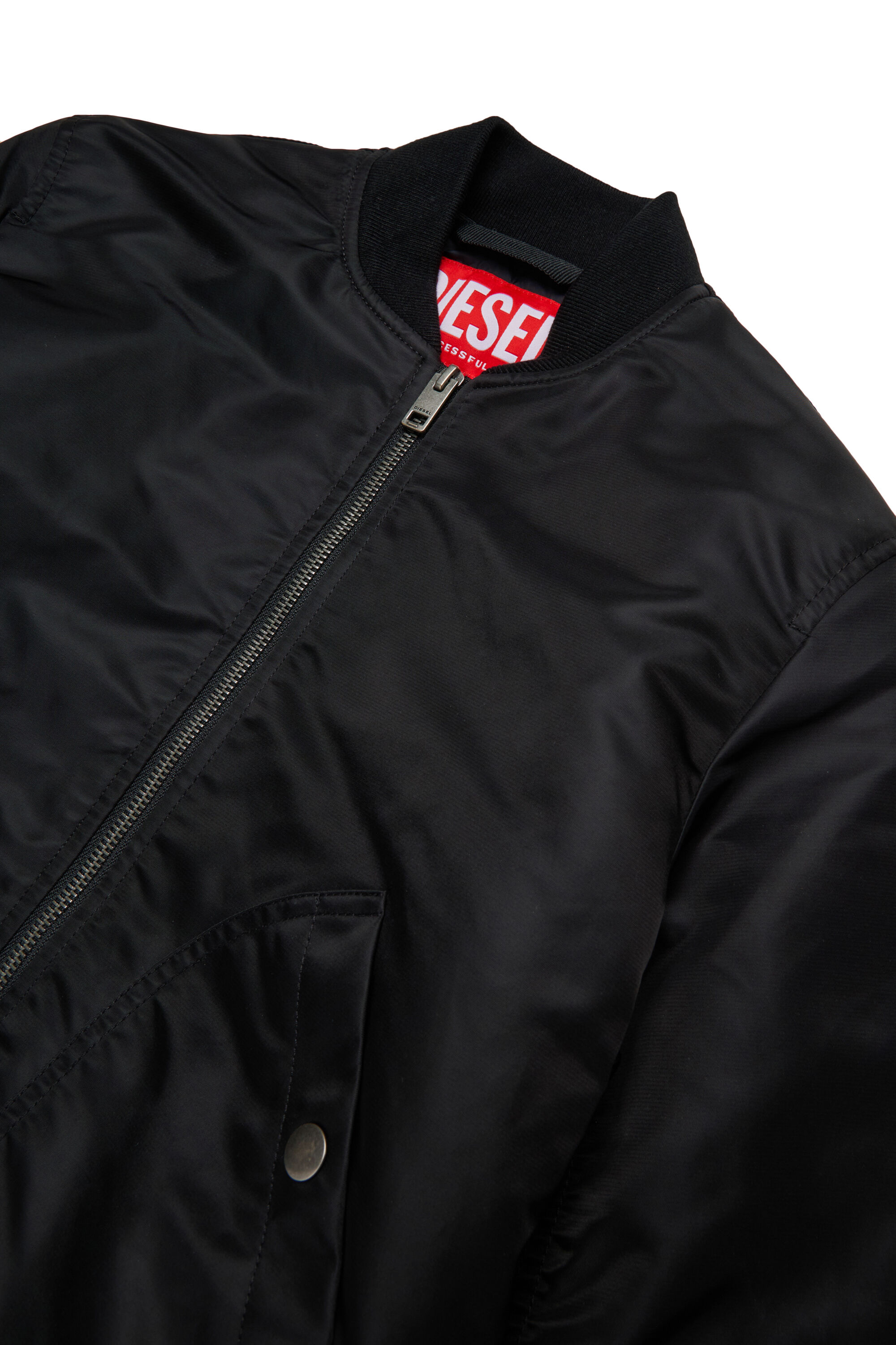 Diesel - JHELD, Man's Nylon bomber jacket with embroidered logo in Black - 3