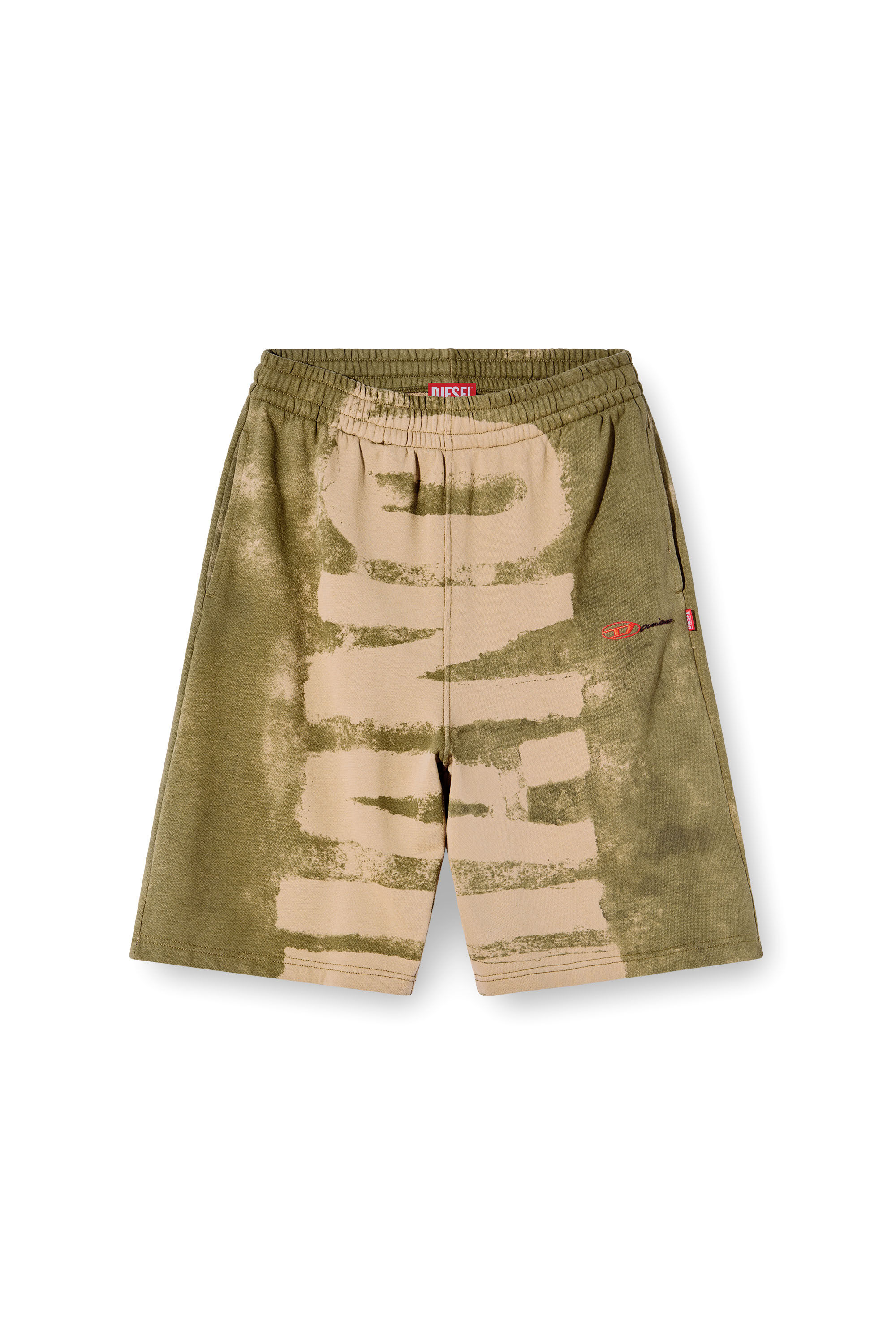 Diesel - P-MARSHY-BLEEDING-DD, Unisex's Sweat shorts with Damiano print in Green - 2