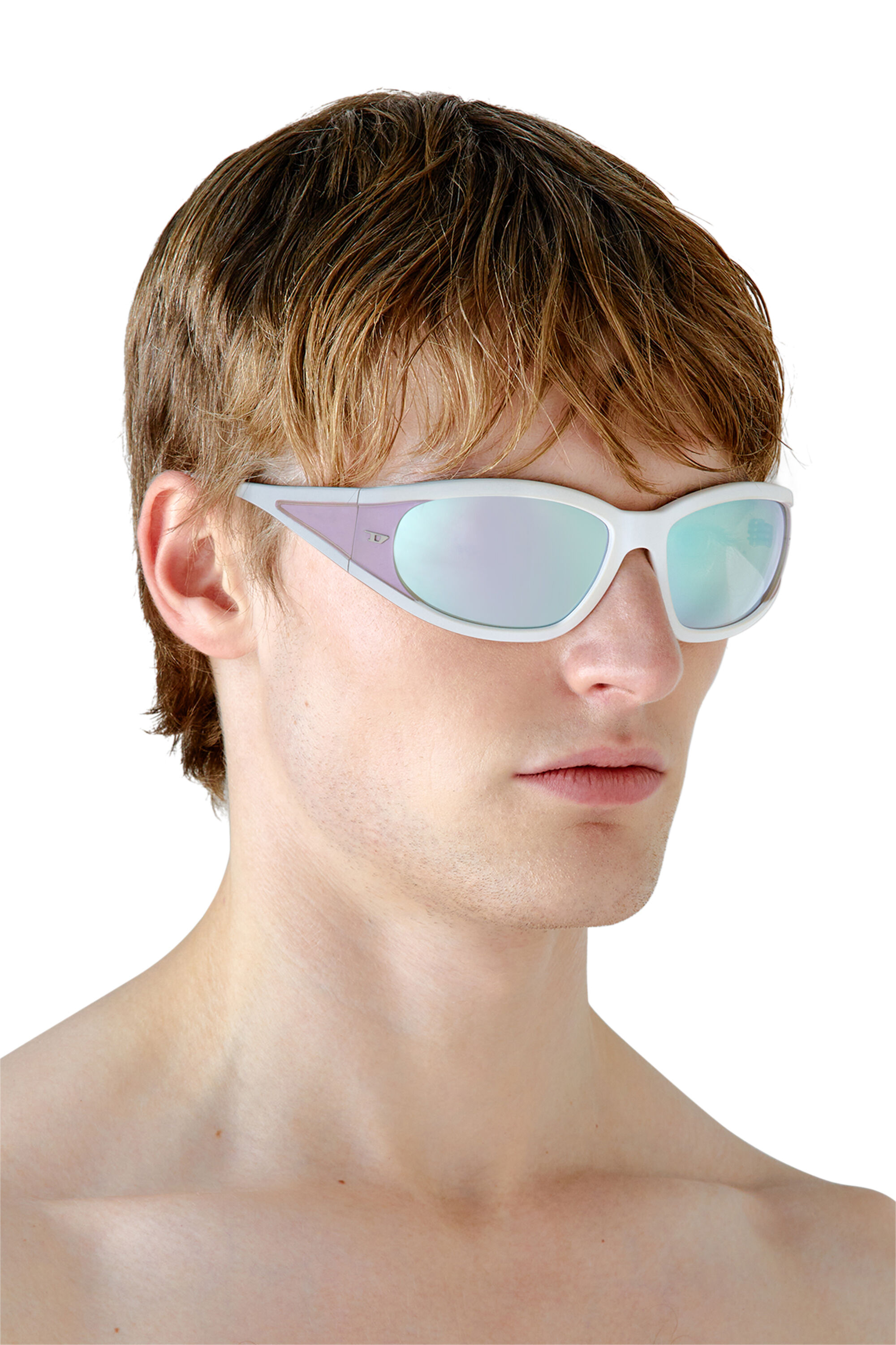 Diesel - 0DL3002, Unisex Rectangular sunglasses in acetate in White - Image 4
