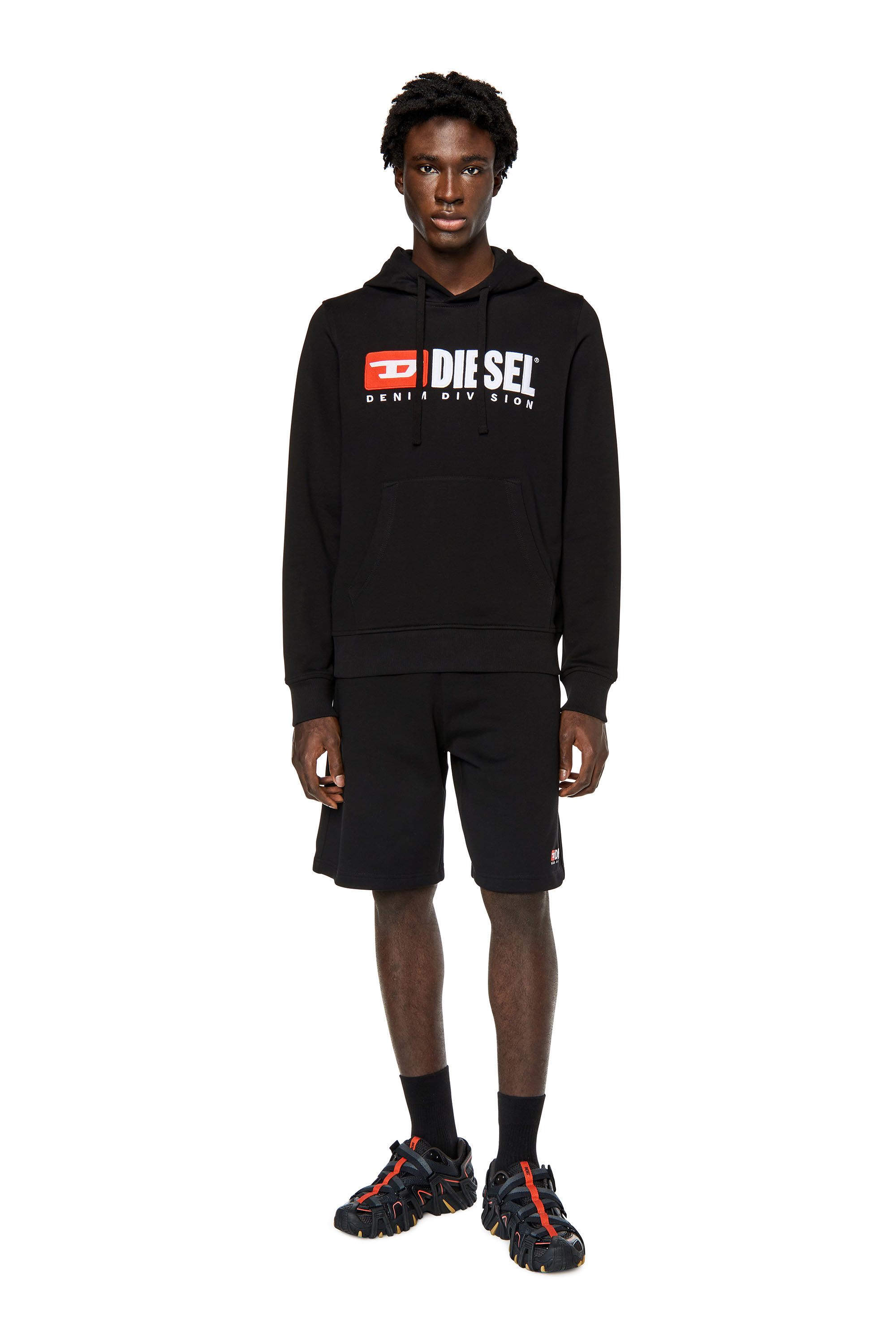 Diesel - P-CROWN-DIV, Man Sweat shorts with embroidered logo in Black - Image 1
