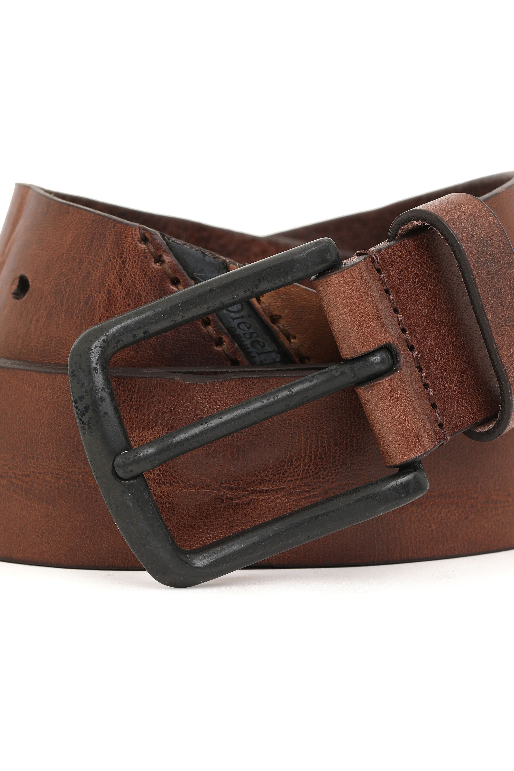Diesel - B-LINE, Man Treated leather belt with diesel logo in Brown - Image 2