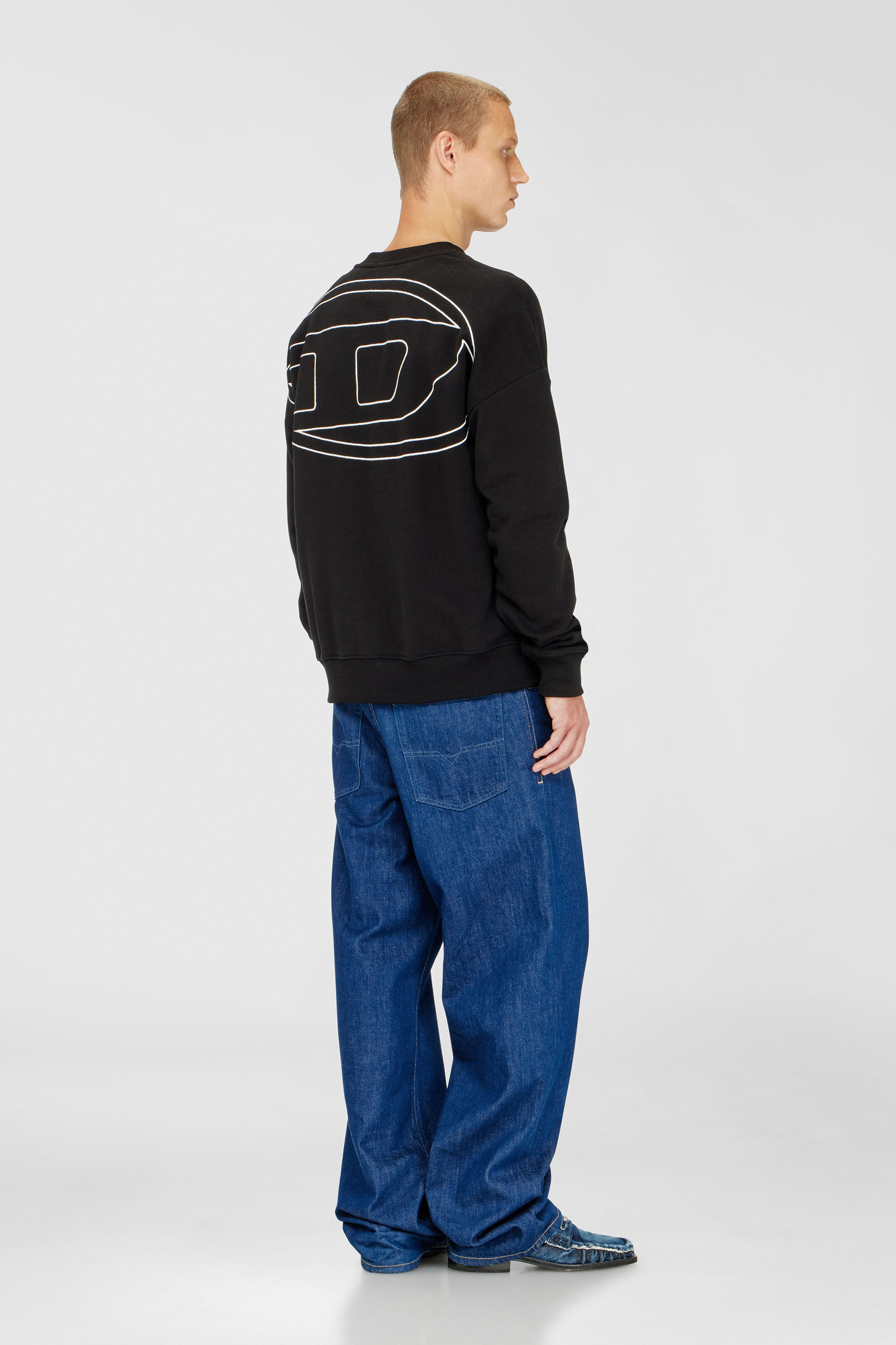 Diesel - S-ROB-MEGOVAL-D, Man's Sweatshirt with logo embroidery in Black - 1