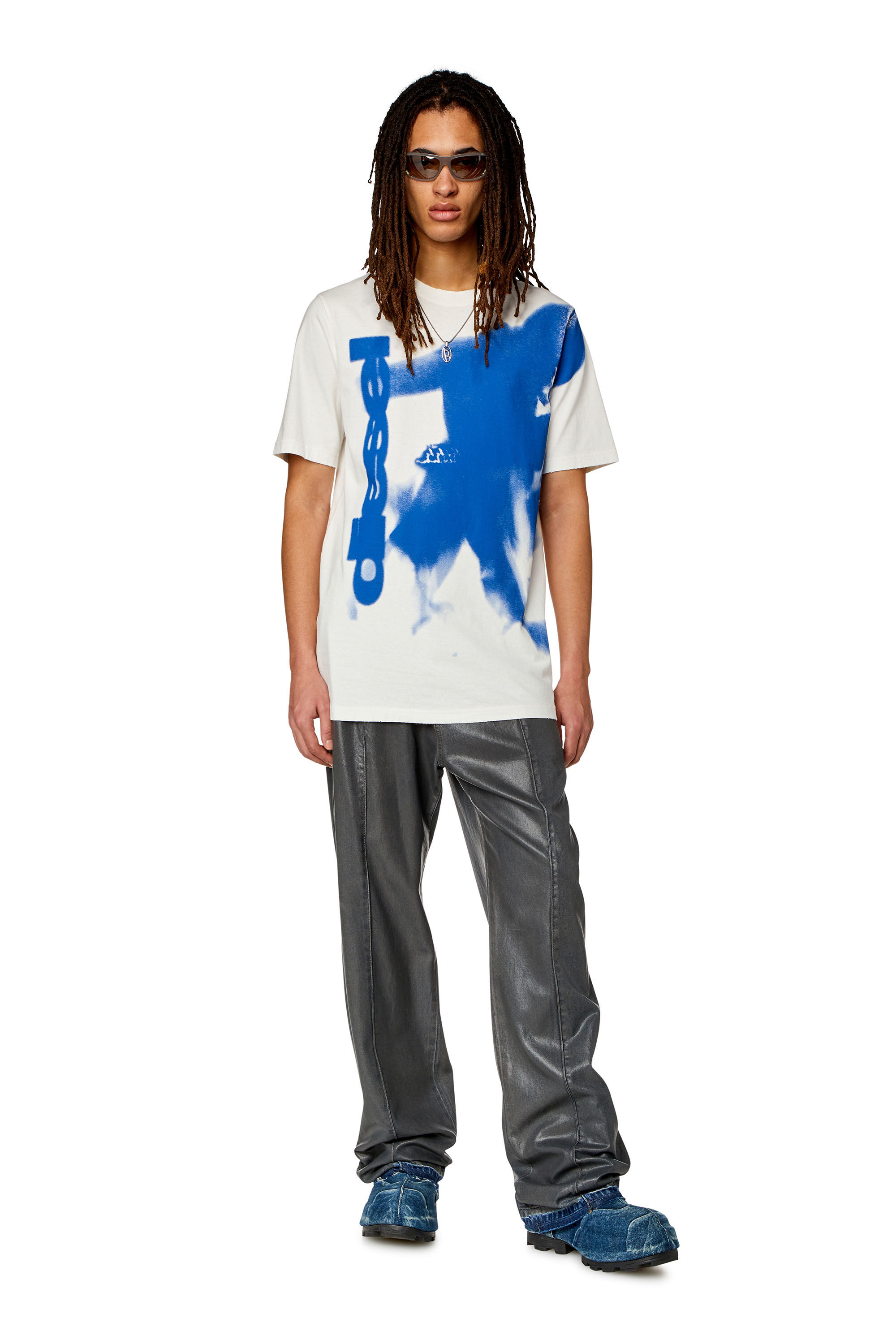 Diesel - T-JUST-N13, Man T-shirt with smudged print in White - Image 1