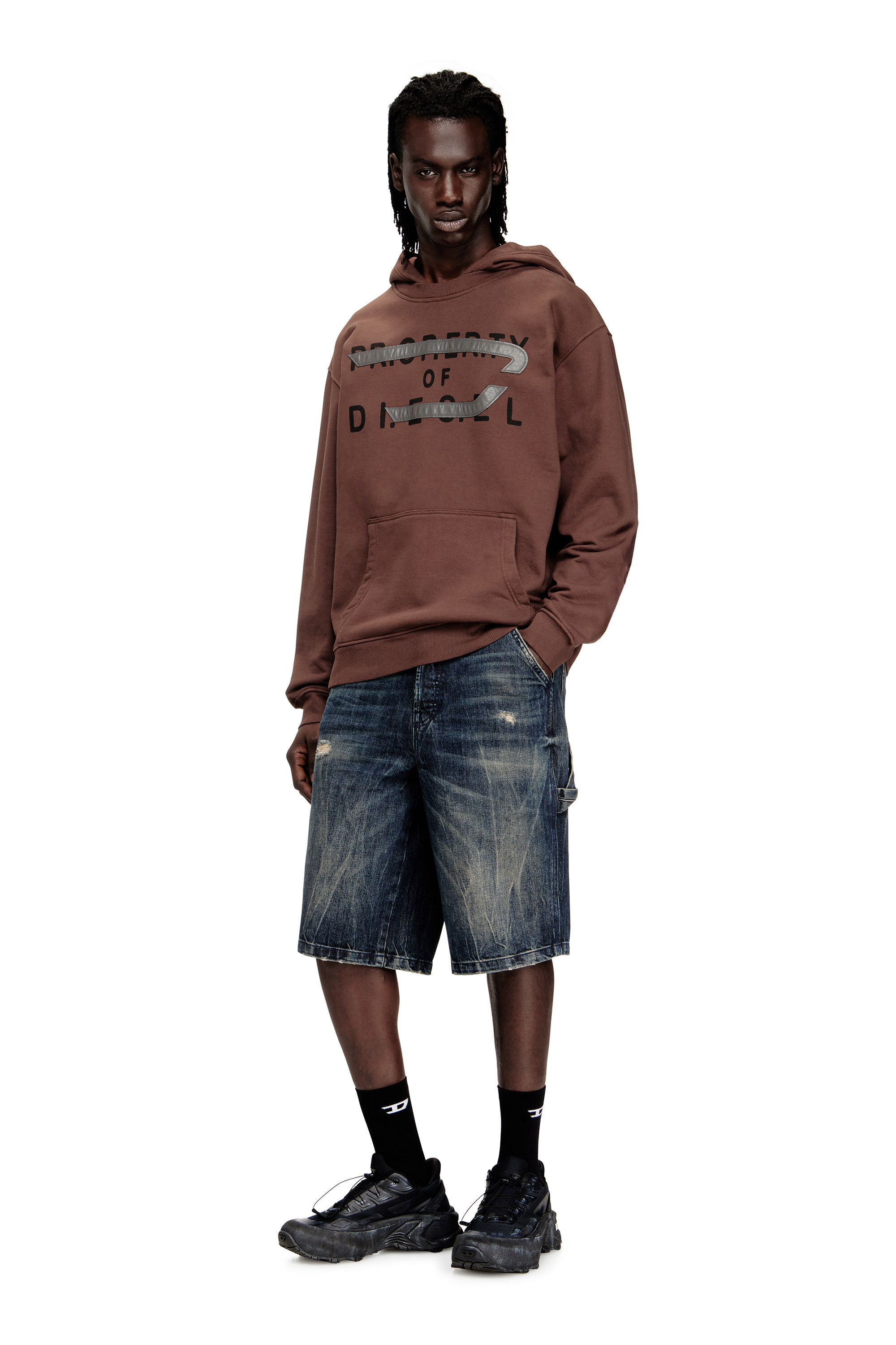 Diesel - S-NORMAN-HOOD, Man's Cotton hoodie with D appliqué in null - 1