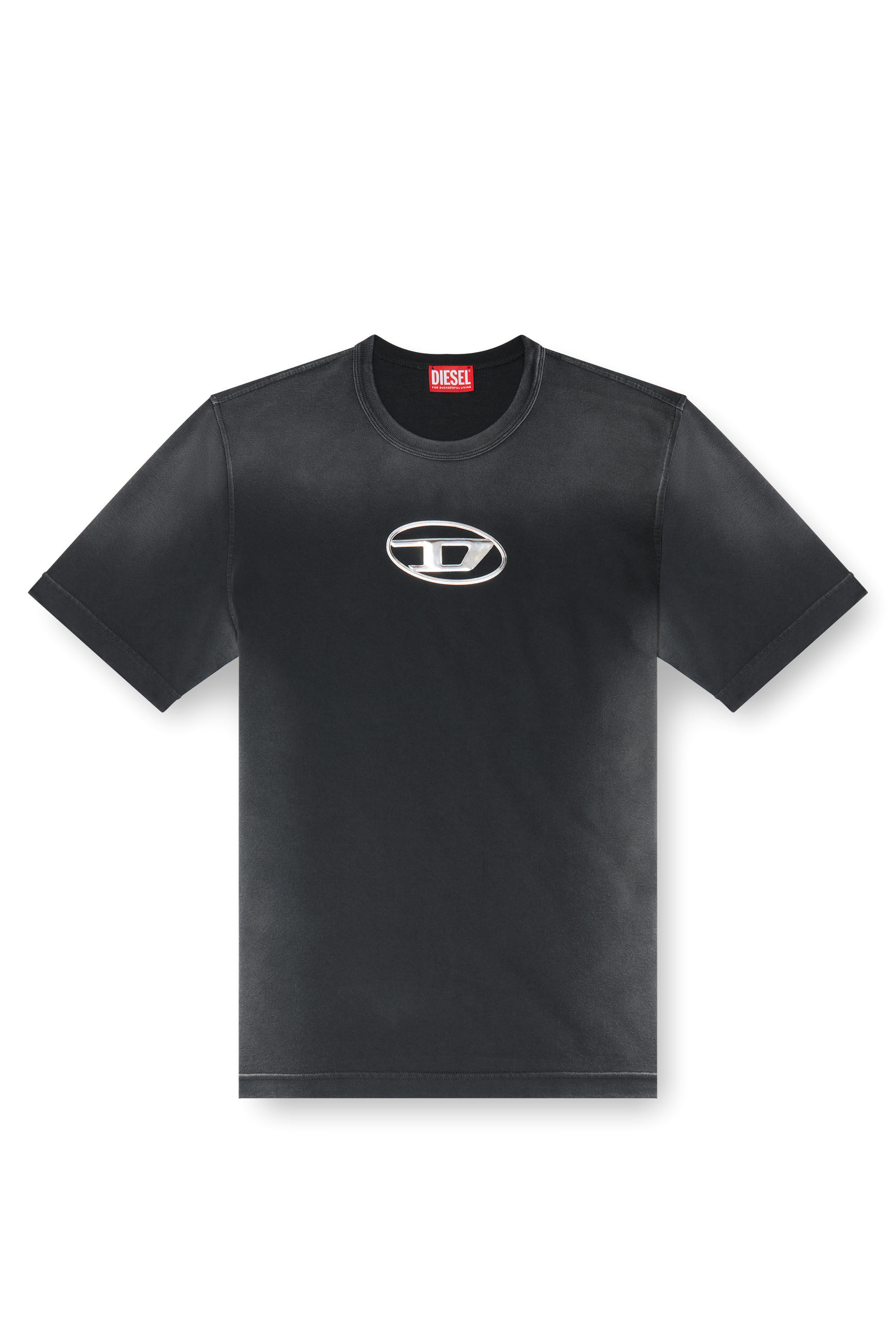 Diesel - T-ADJUST-Q8, Man's Faded T-shirt with cut-out Oval D logo in Black - 2
