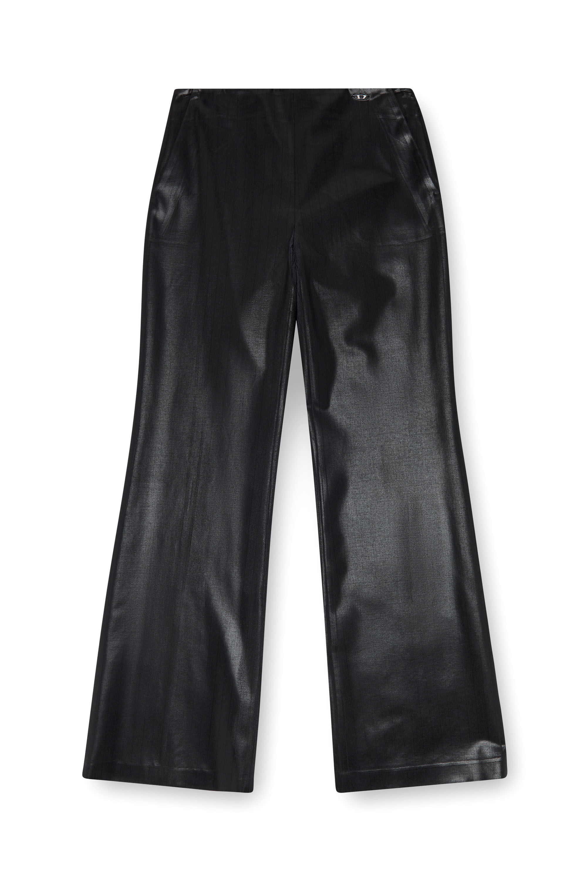 Diesel - P-OLARIS, Woman Pinstripe pants with coated front in Black - Image 2