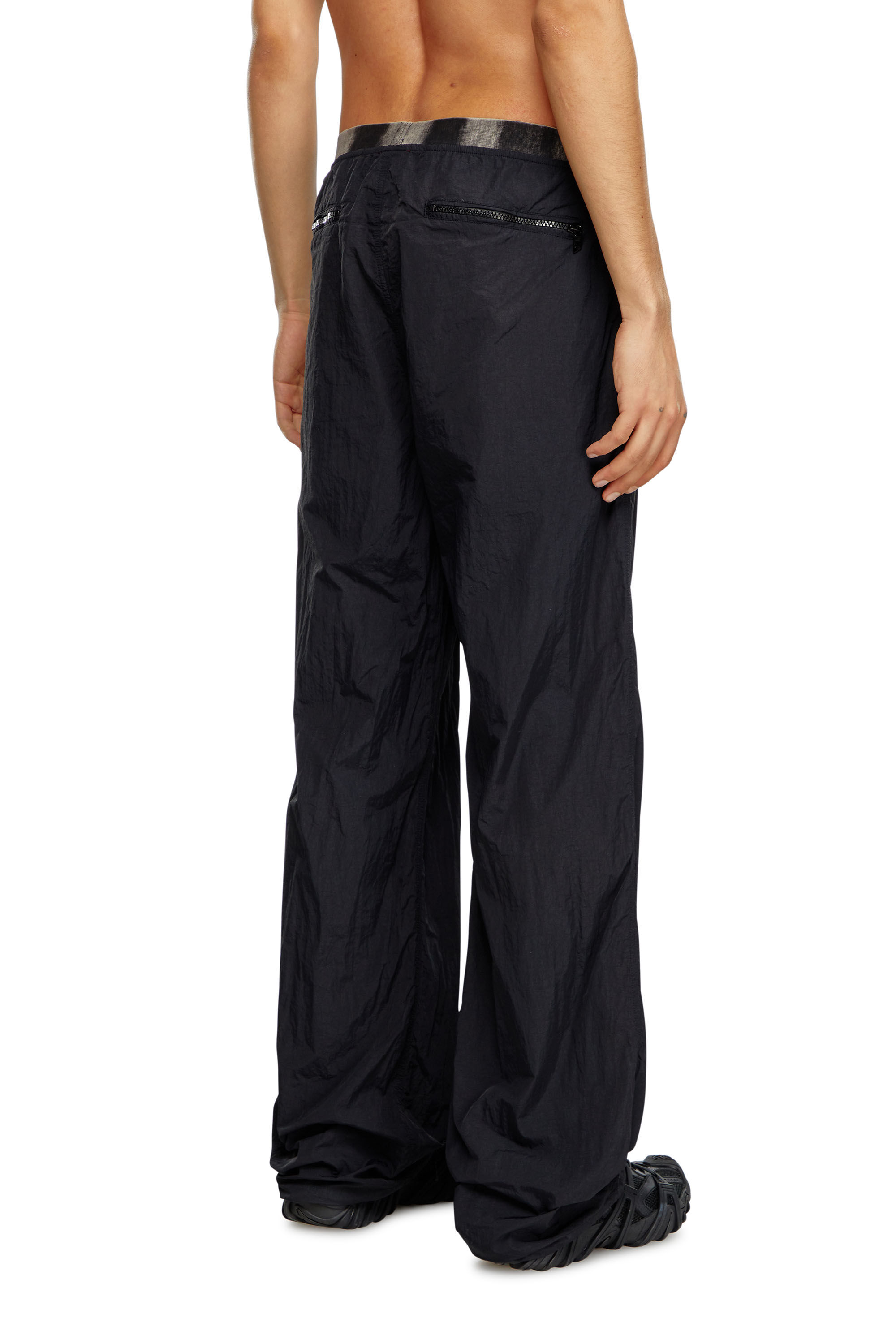Diesel - P-POST, Man Lightweight pants in wrinkled nylon in Black - Image 4