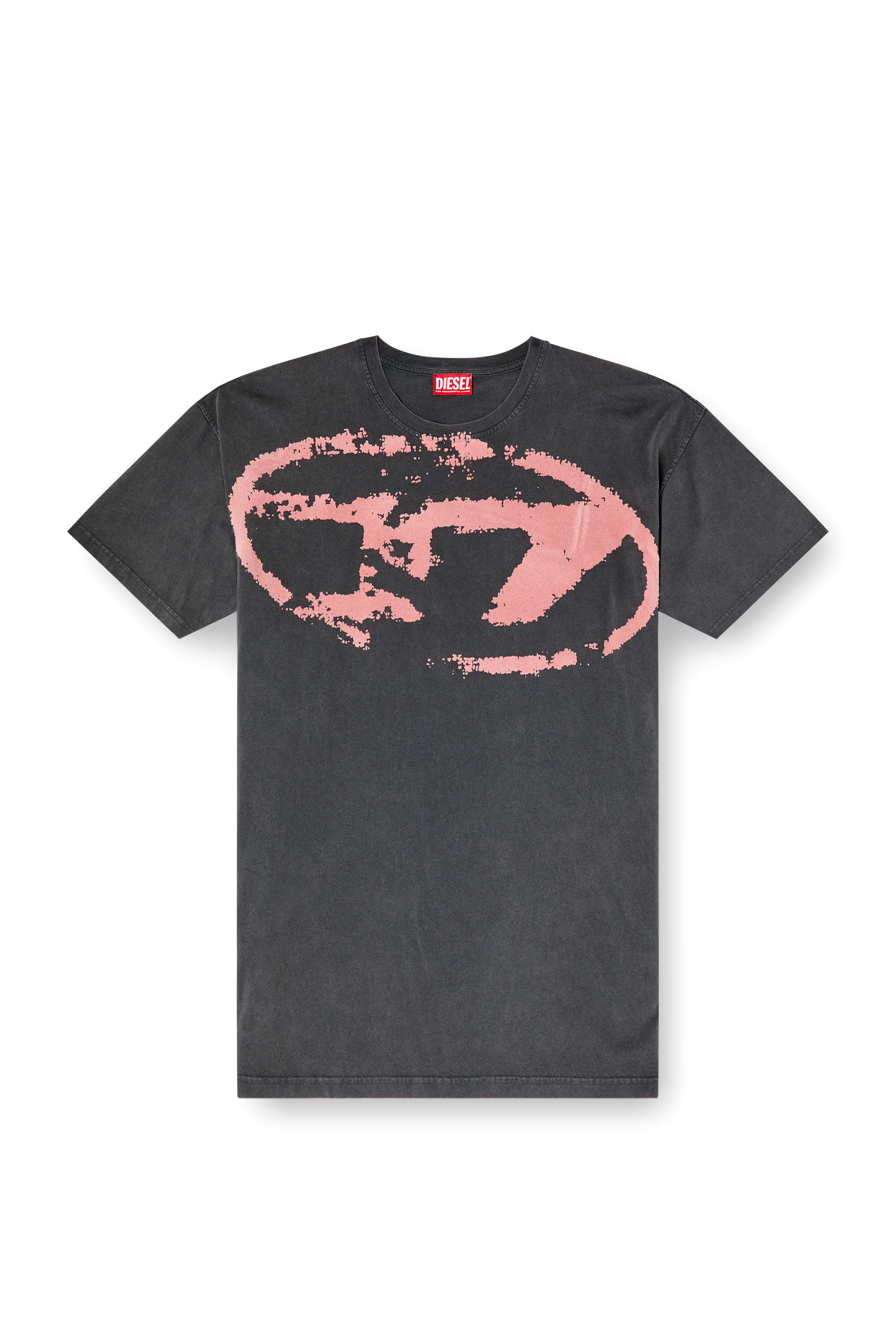Diesel - T-BOXT-R21, Man's Acid-wash T-shirt with flocked Oval D logo in Black - 2