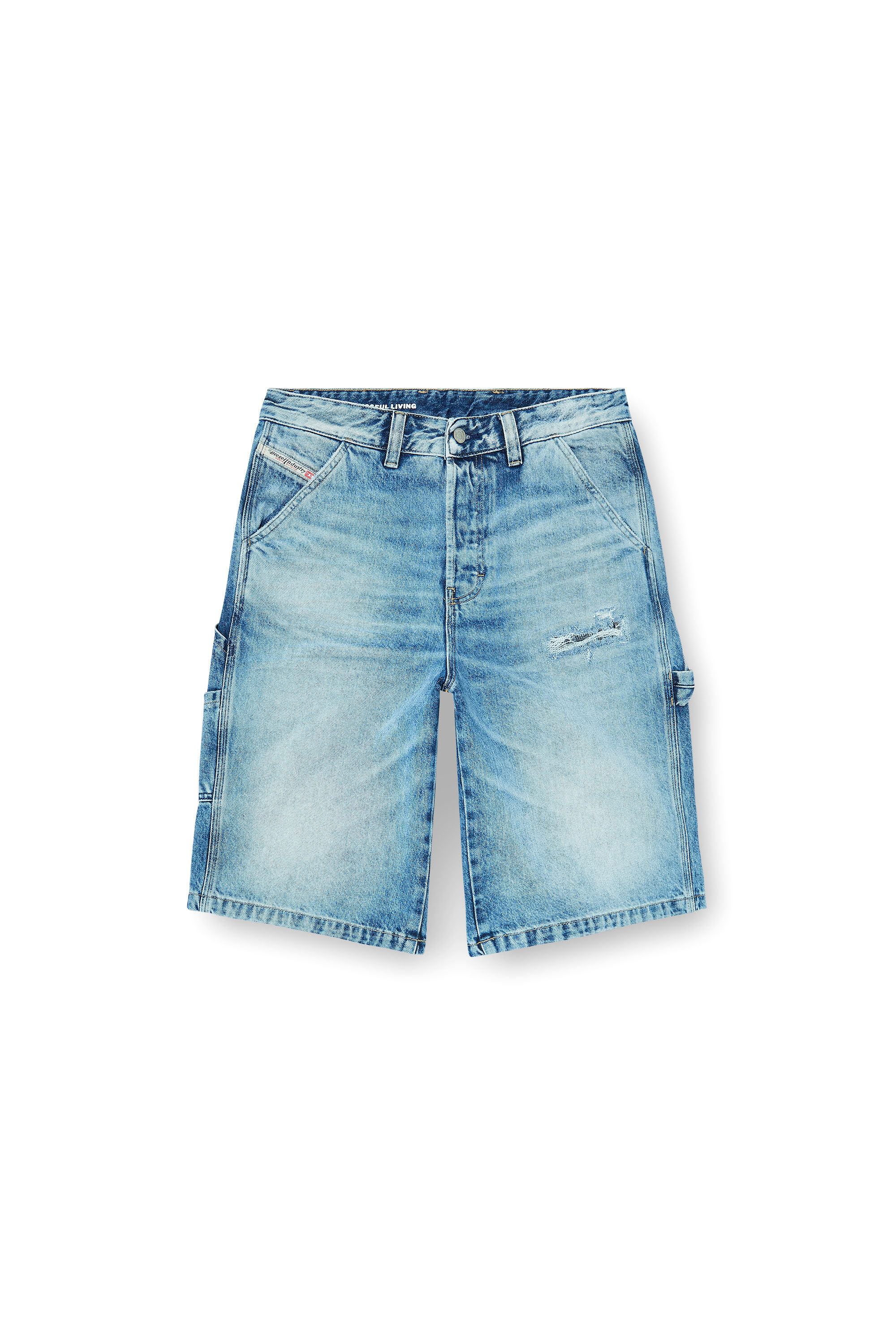 Diesel - D-LIVERY-W-SHORT, Man's Relaxed shorts in fluid denim with abrasions in null - 2