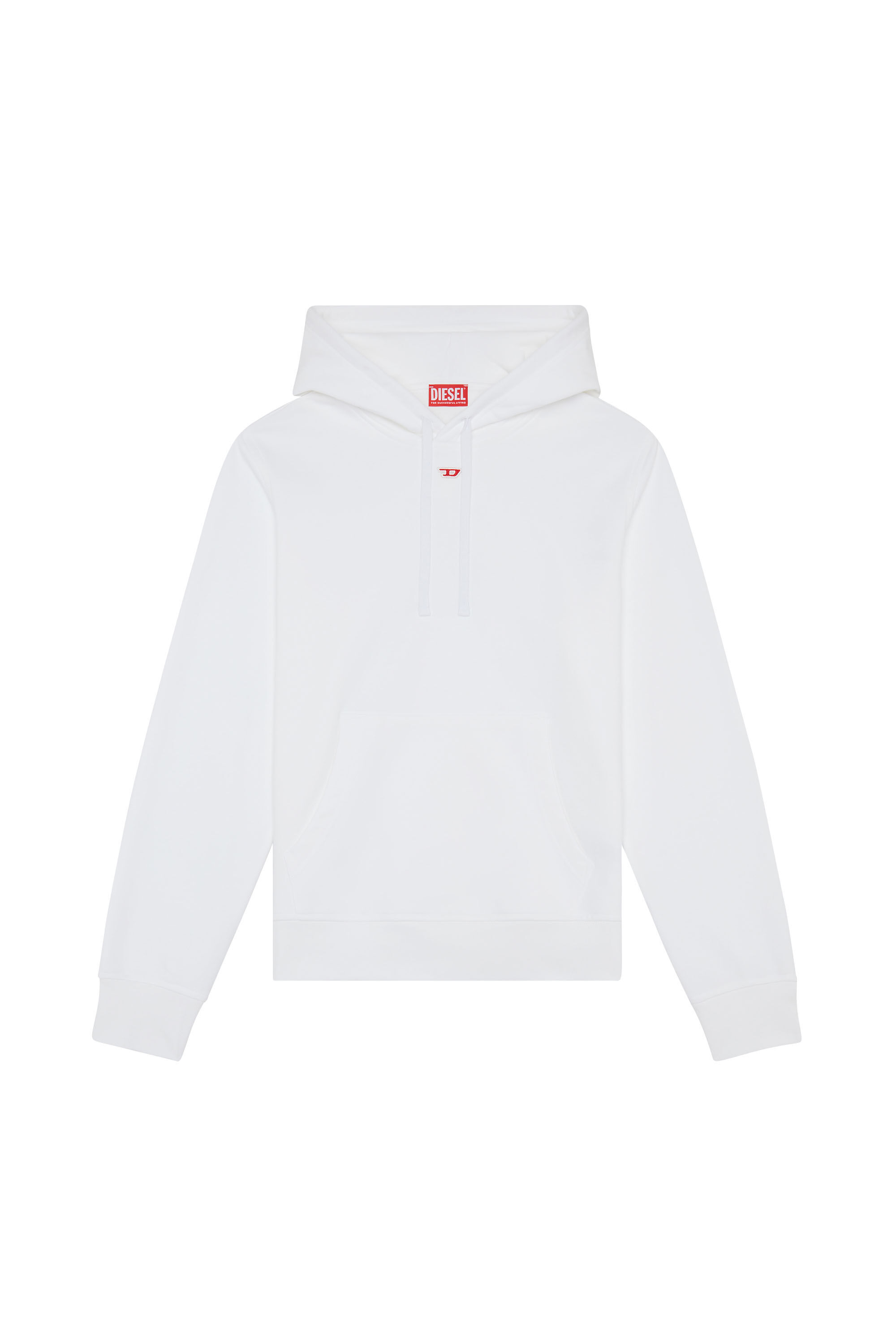 Diesel - S-GINN-HOOD-D, Man Cotton hoodie with mini D patch in White - Image 2