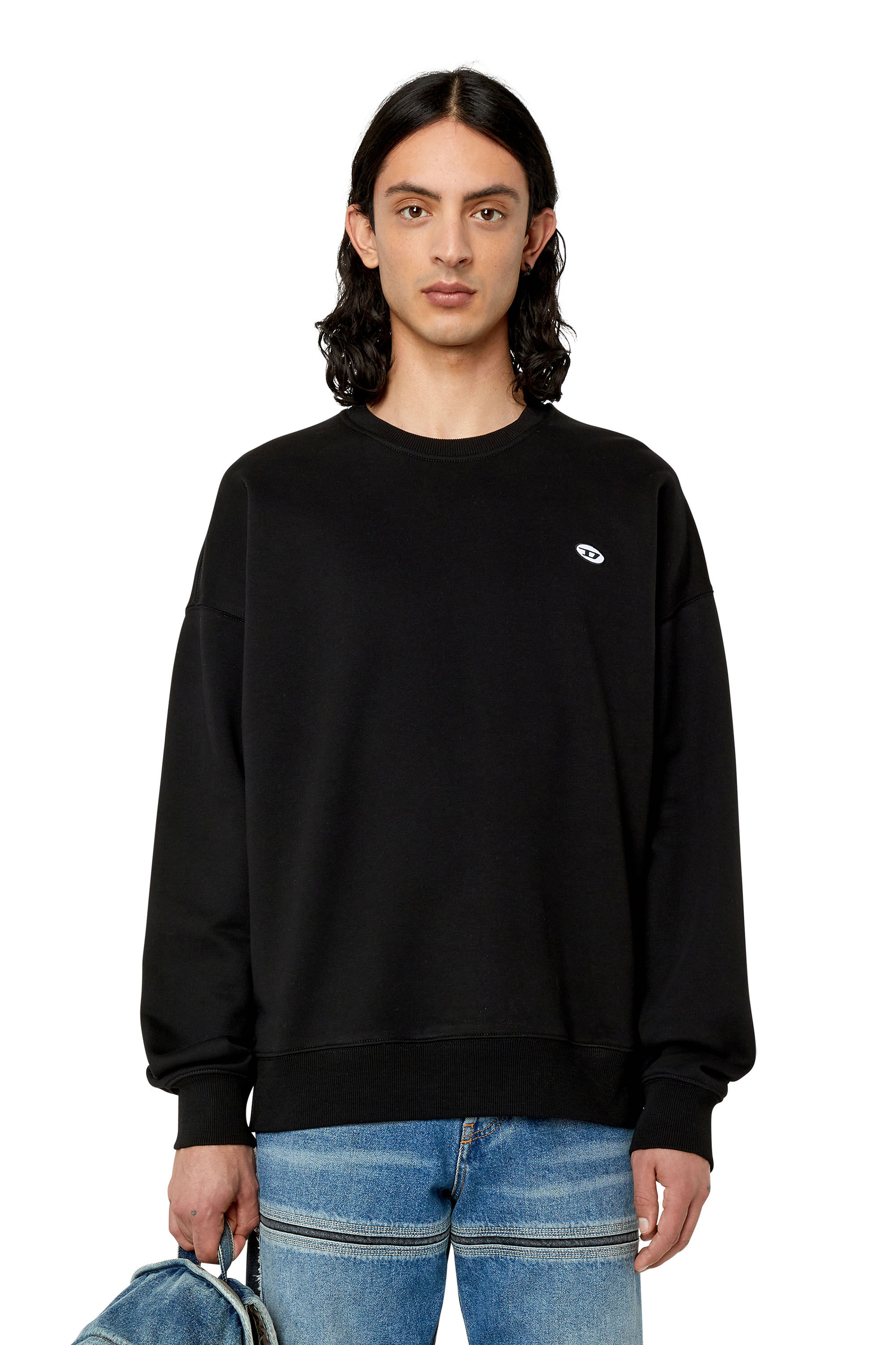 Diesel - S-ROB-DOVAL-PJ, Man Sweatshirt with oval D patch in Black - Image 2