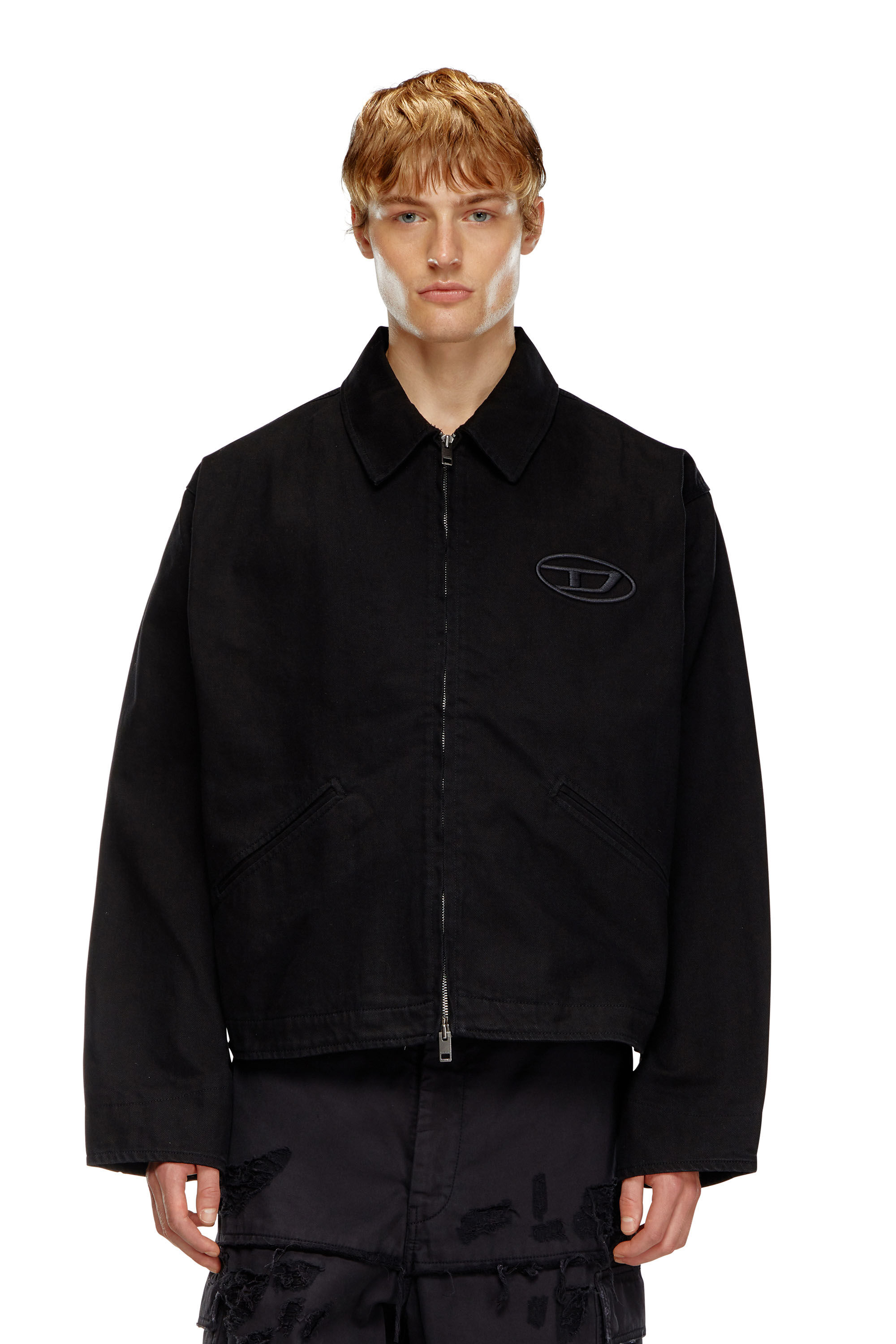 Mens bleached denim jacket clearance