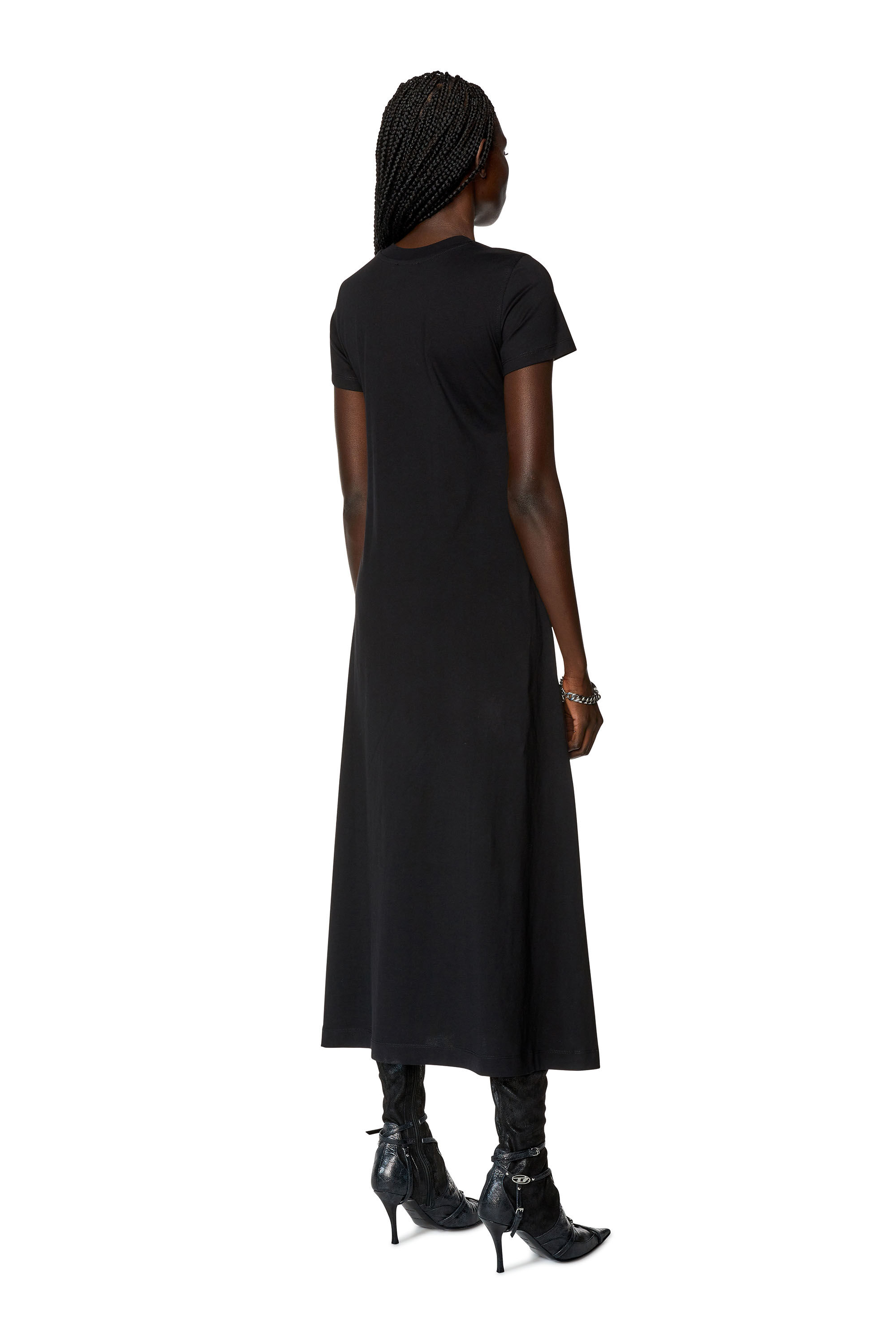 Diesel - D-ALIN-OD, Woman T-shirt dress with embroidered D in Black - Image 3