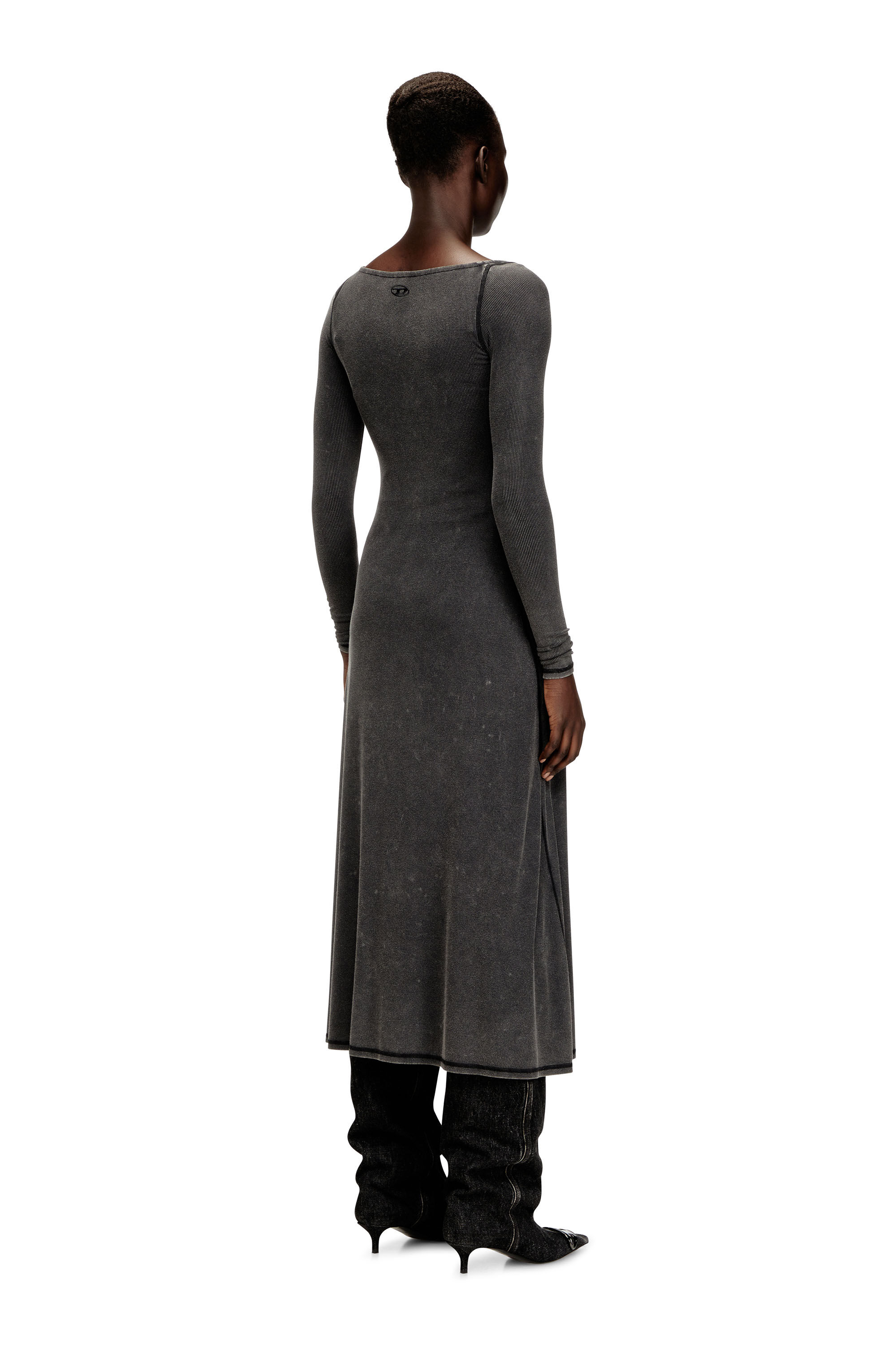 Diesel - D-LEY, Woman's Midi dress in faded ribbed jersey in null - 4