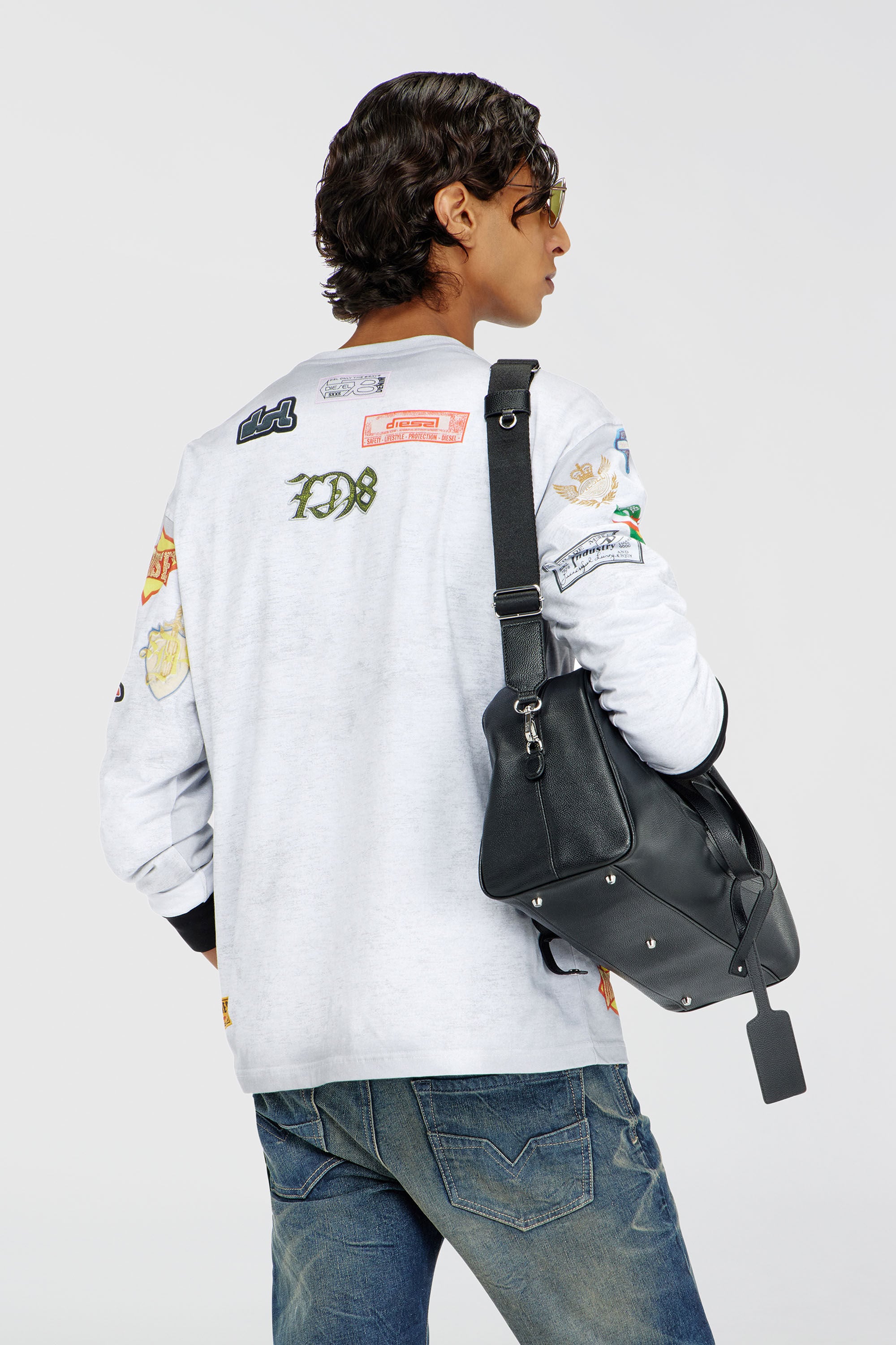 Diesel - T-NORME-LS-PATCHES, Man's Long-sleeve T-shirt with all-over patches print in White - 4