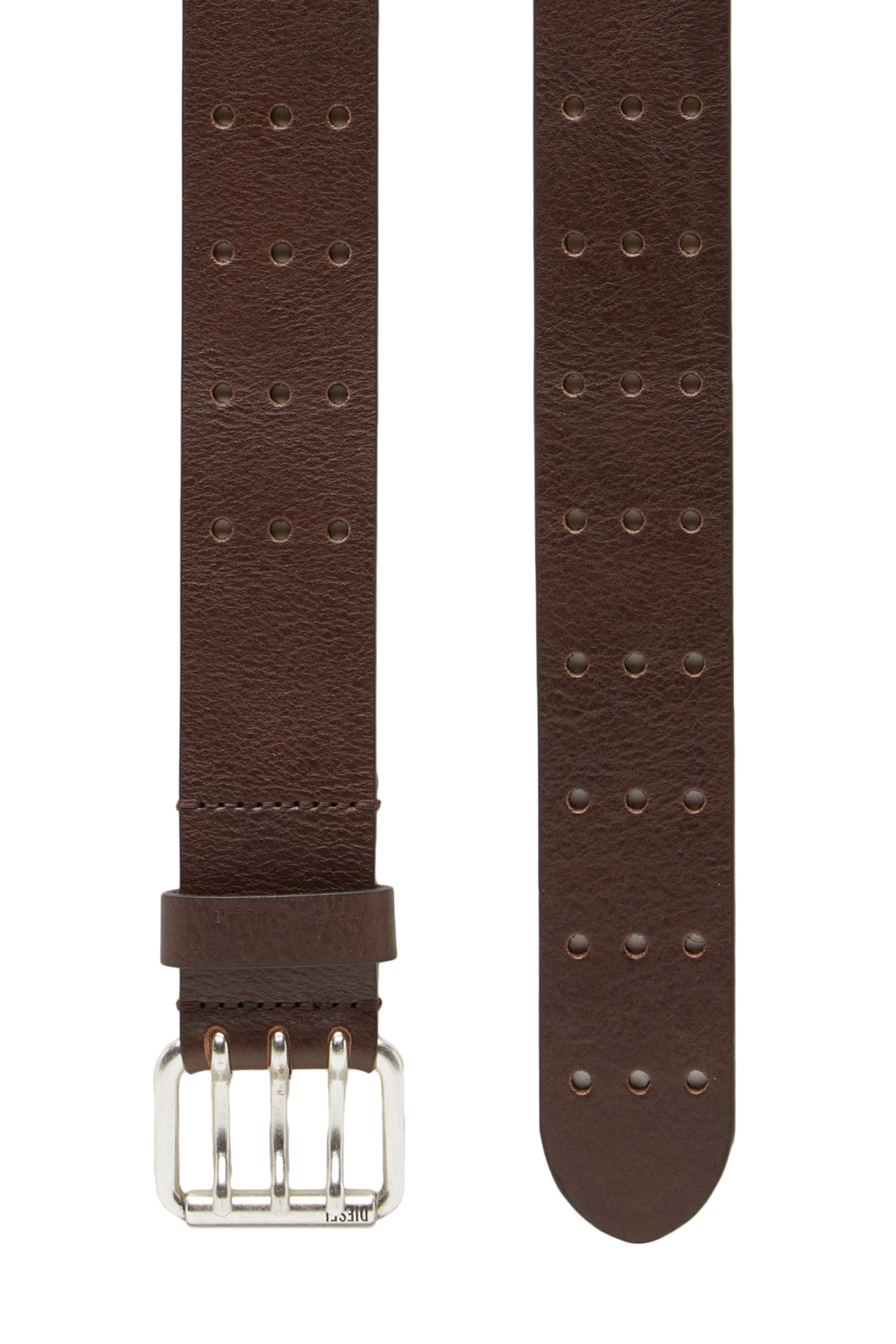 Diesel - B-MILI, Man Leather belt with triple-prong buckle in Brown - Image 2