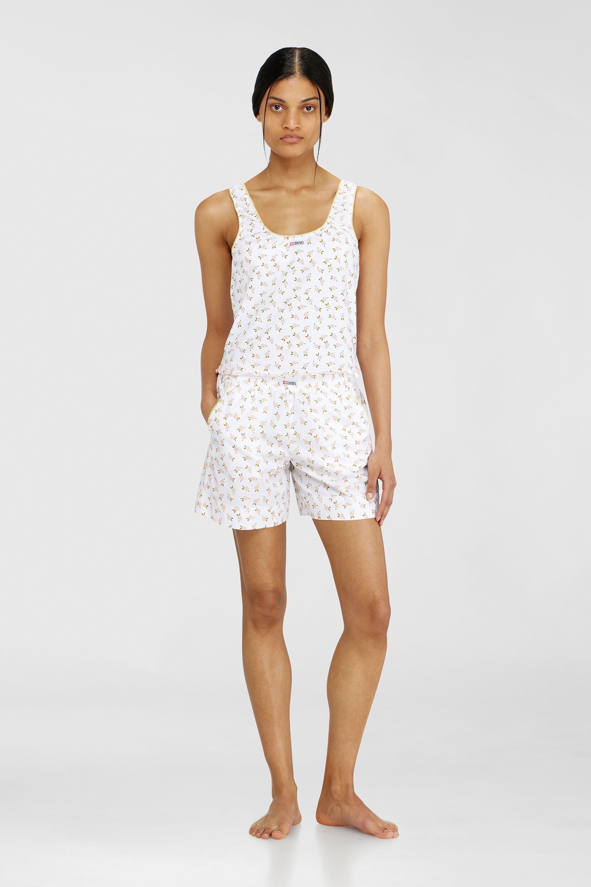 Diesel - GEORGIE-D-CORE, Woman's Stretch cotton top with floral print in White - 1