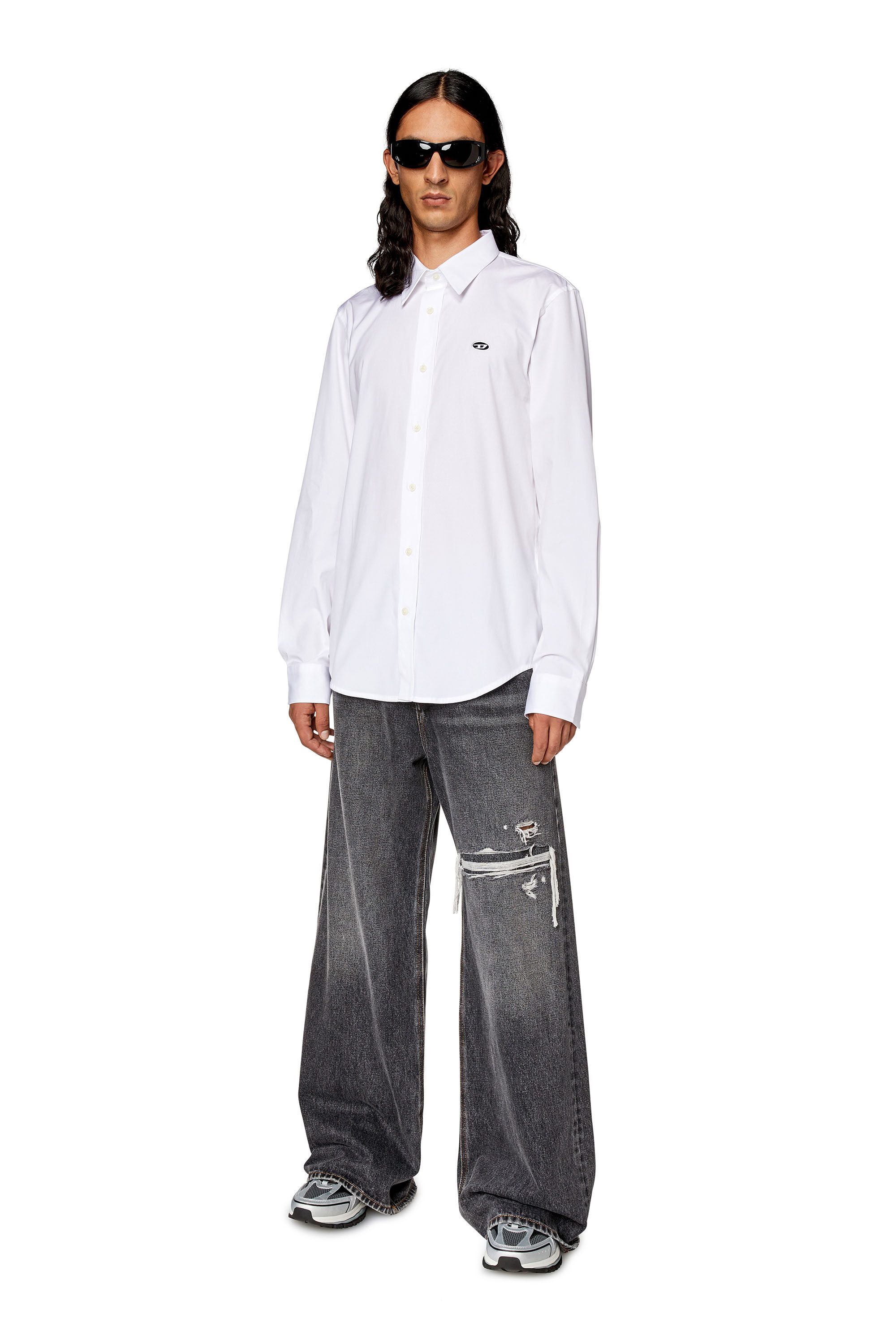 Diesel - S-BENNY-A, Man Shirt with oval D patch in White - Image 1