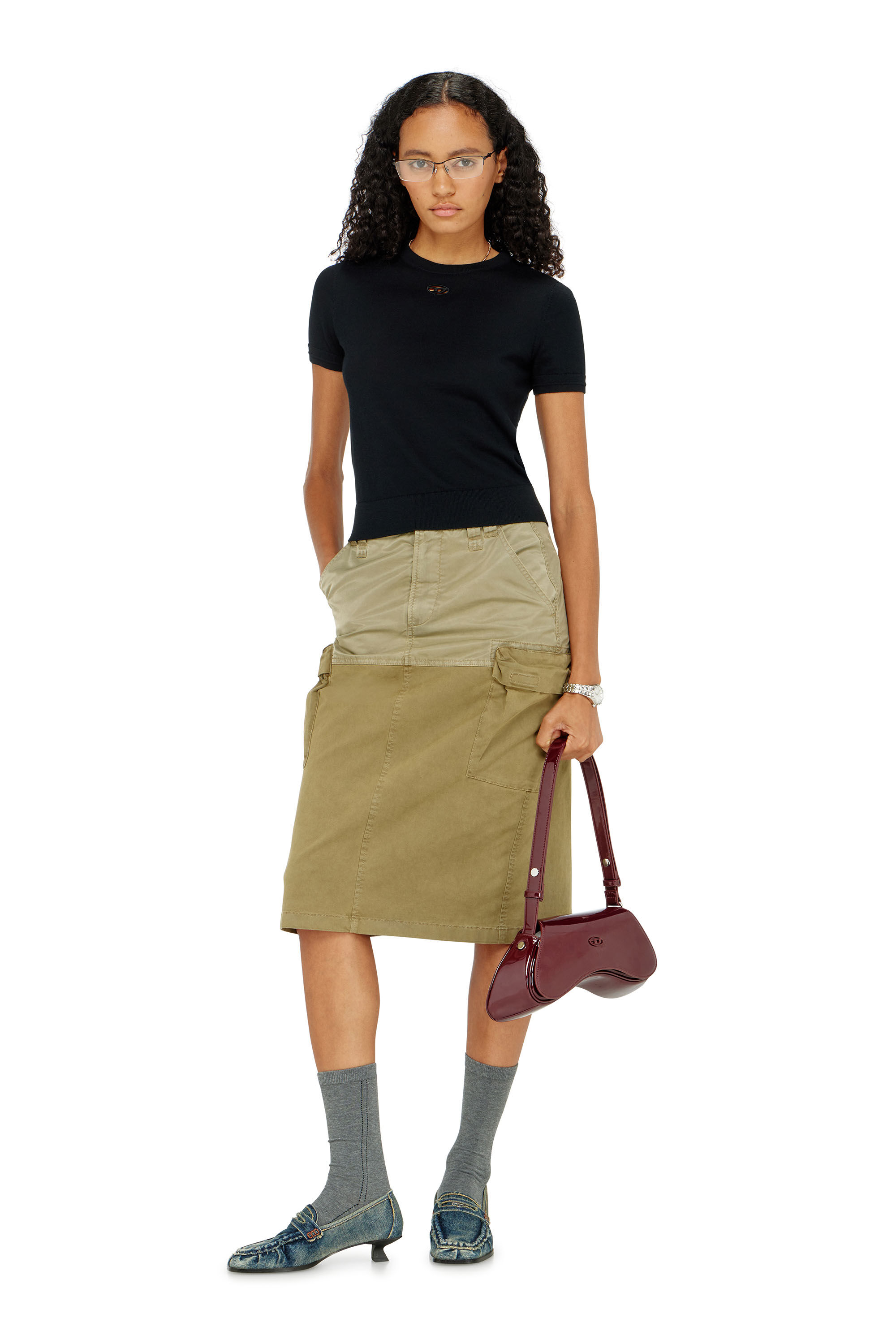 Diesel - M-ALINE, Woman's Short-sleeve jumper in wool in Black - 1