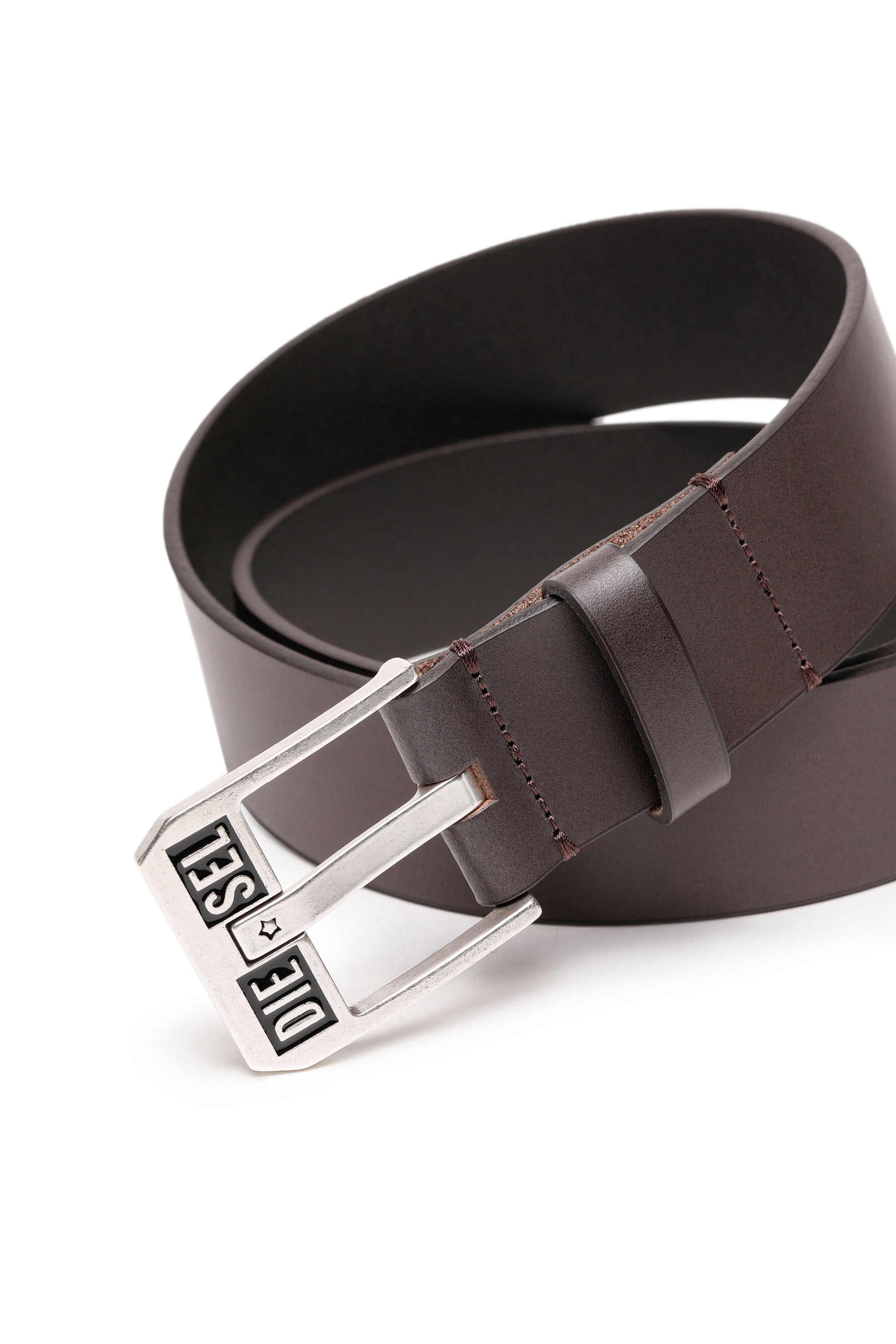 Diesel - BLUESTAR II, Man Leather belt with star logo buckle in Brown - Image 2