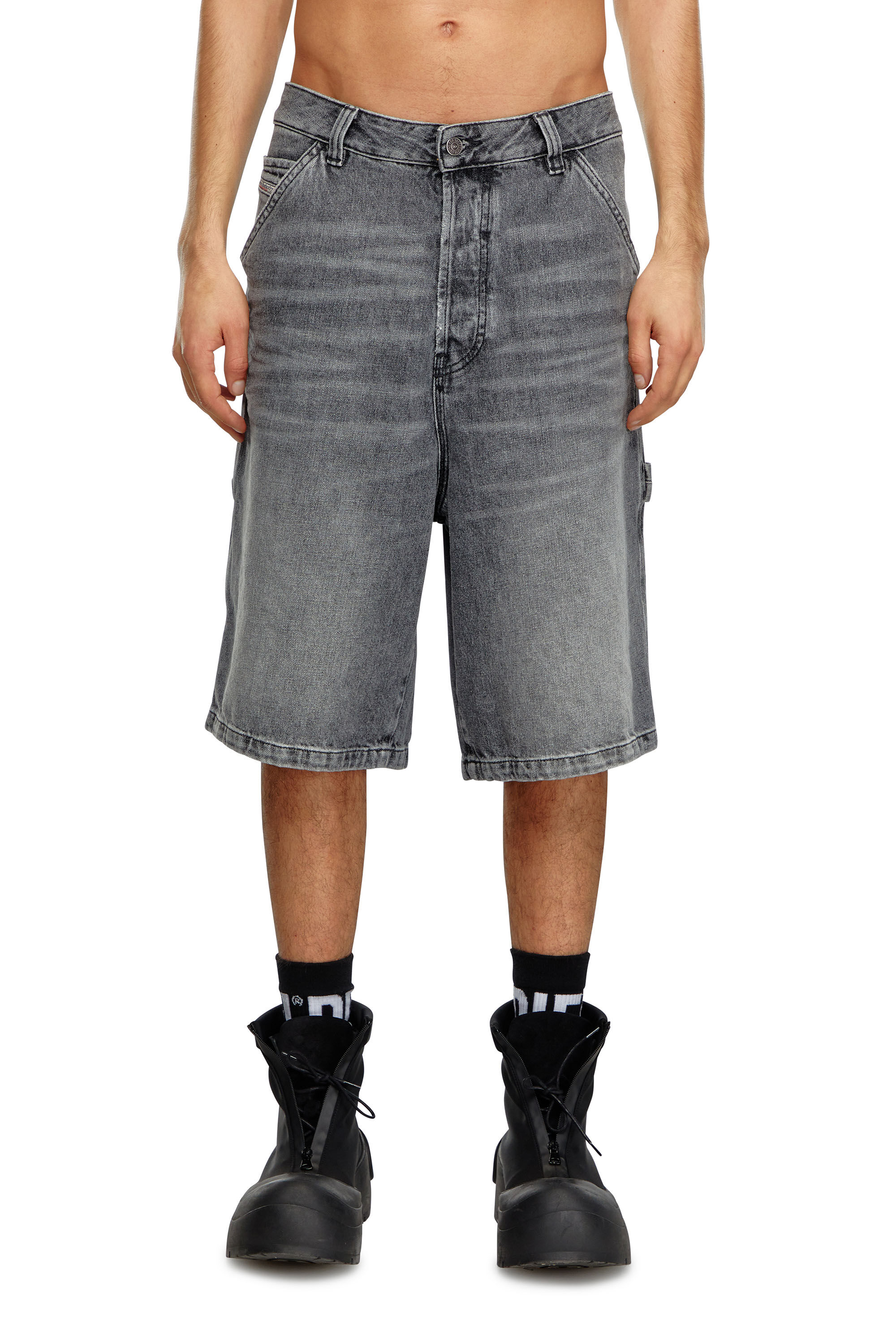 Diesel - D-LIVERY-SHORT, Man's Hemp denim utility shorts in Black - 3