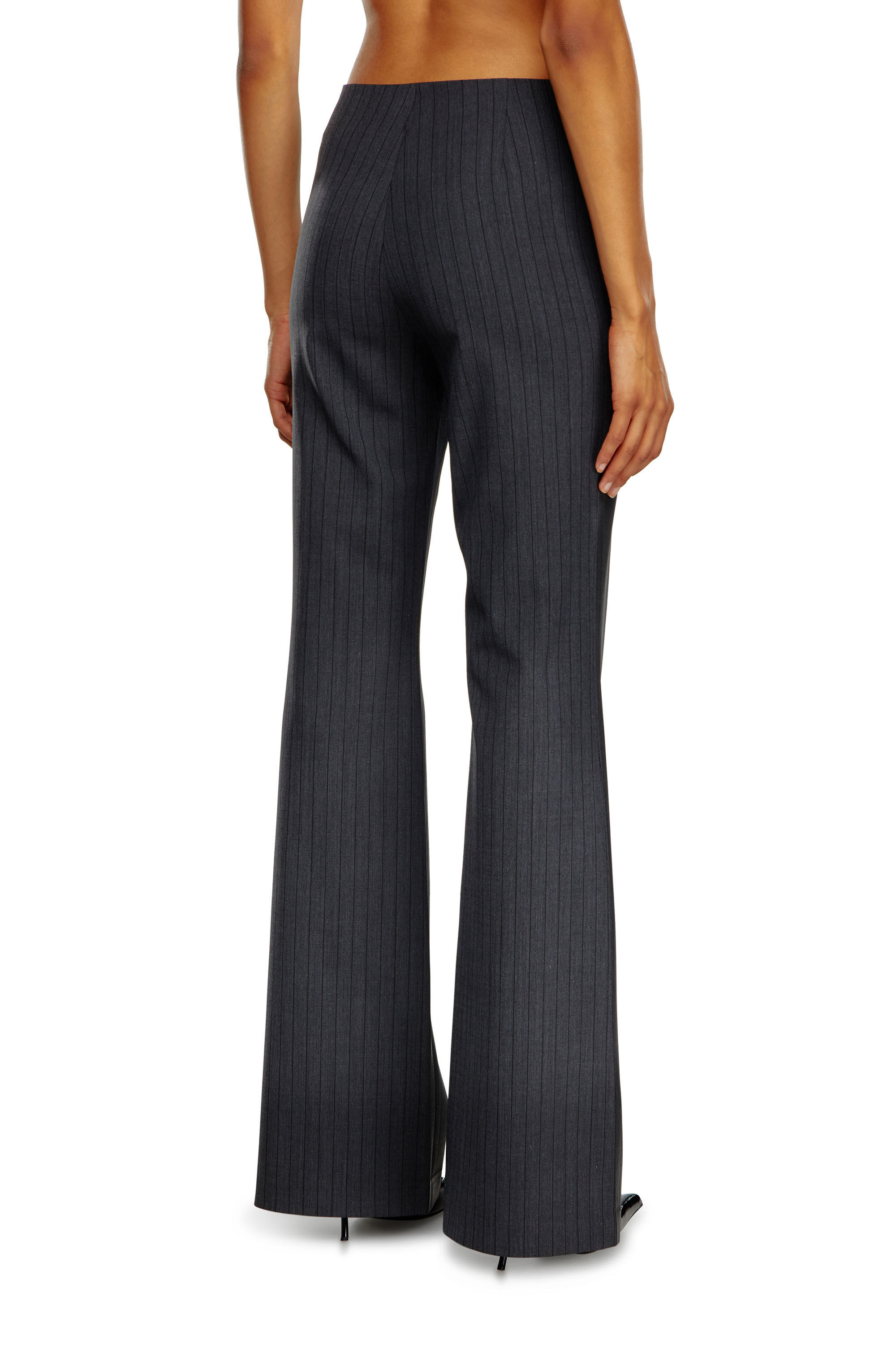 Diesel - P-OLARIS, Woman Pinstripe pants with coated front in Black - Image 4