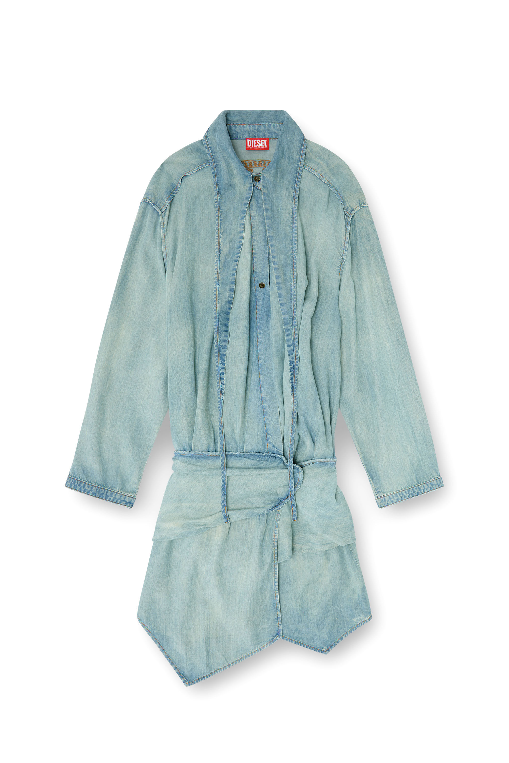 Diesel - DE-TILORA-S, Woman's Oversized draped denim shirt dress in null - 2