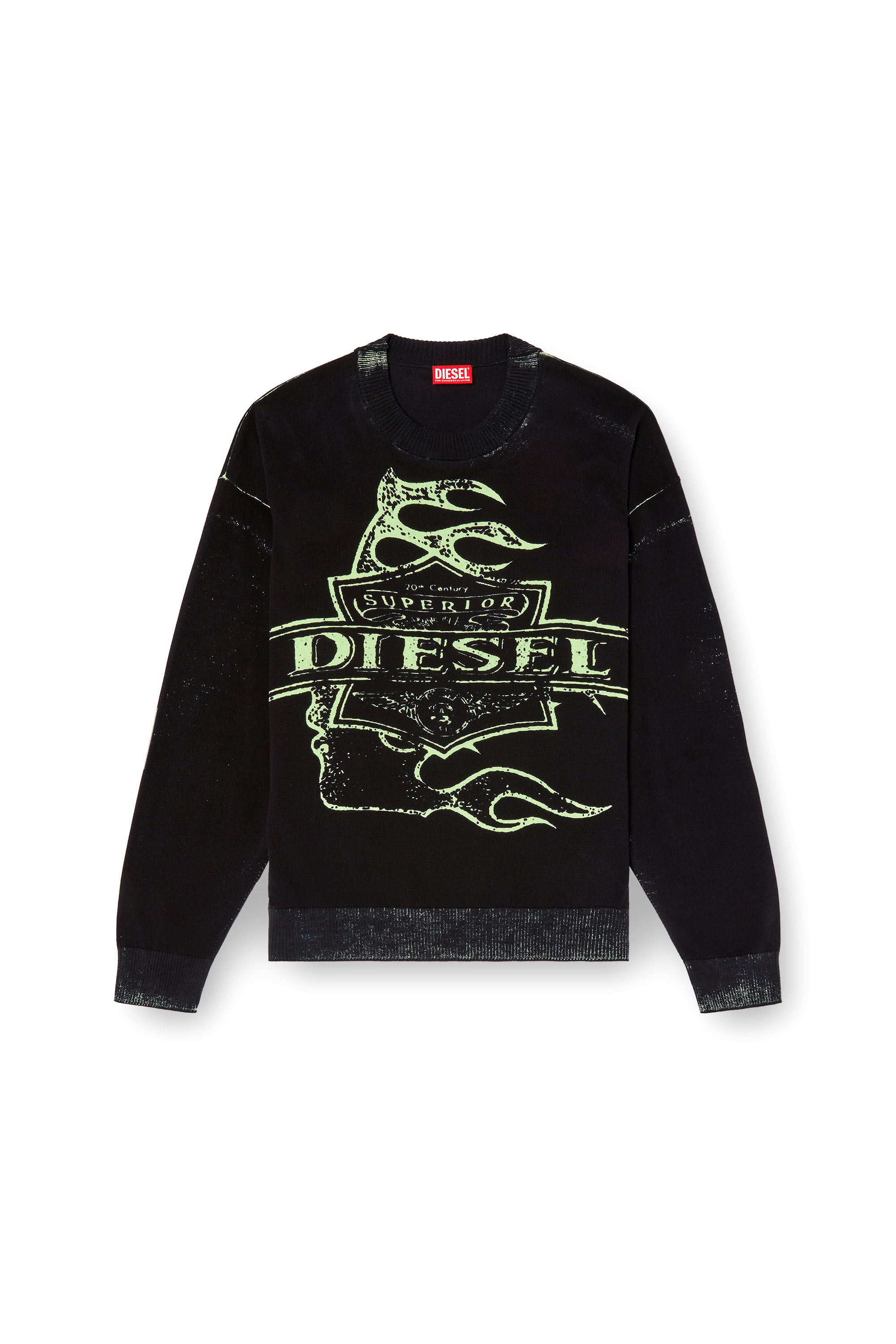 Diesel - K-BELEZ, Man's Reverse-print logo jumper in Black - 2