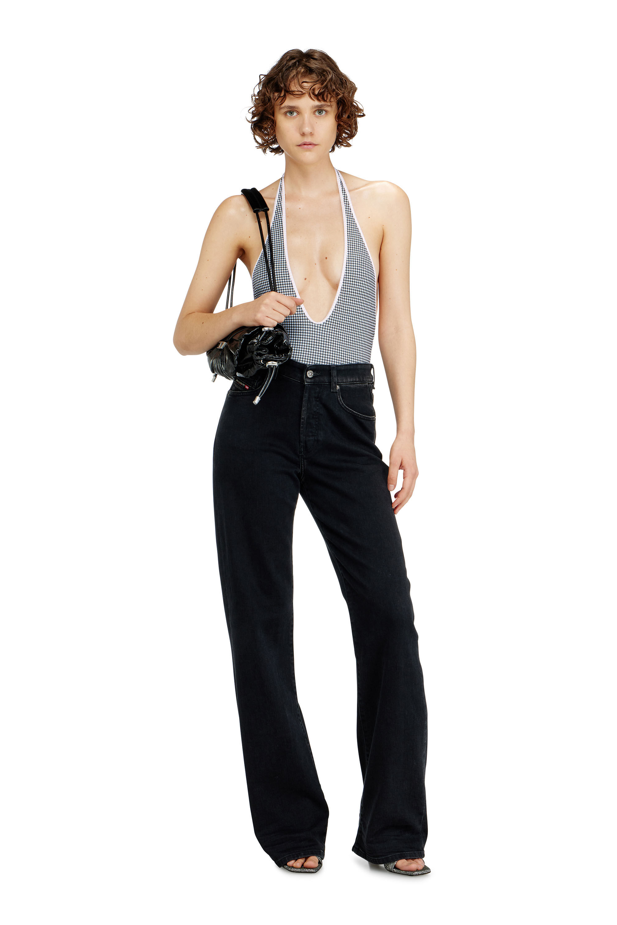 Diesel - ALLIE-D-CORE, Woman's Swimsuit with houndstooth print in Grey - 5