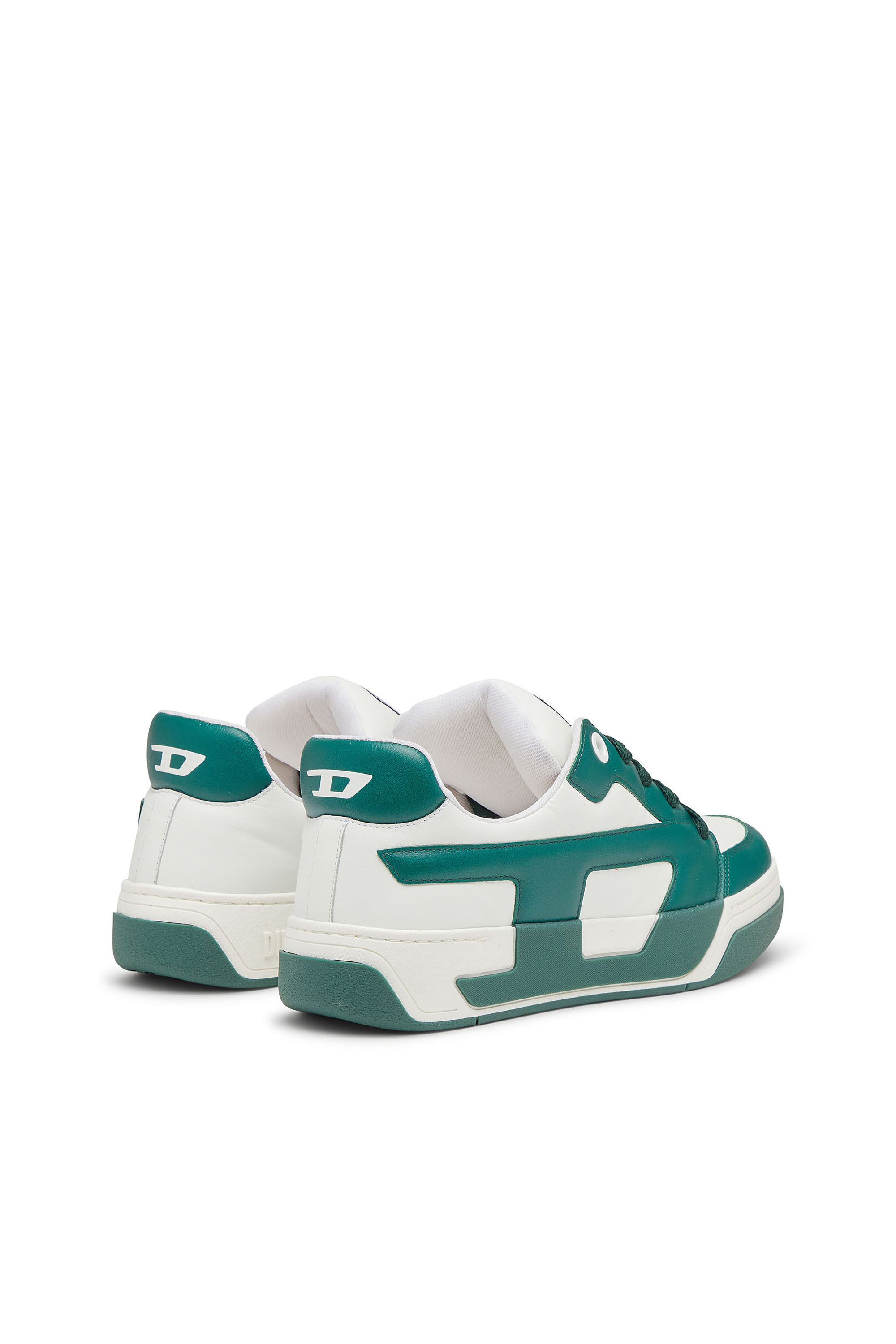 Diesel - S-D-OLLIE LOW, Man's D-Ollie-Sneakers in colour-block leather in White/Green - 3