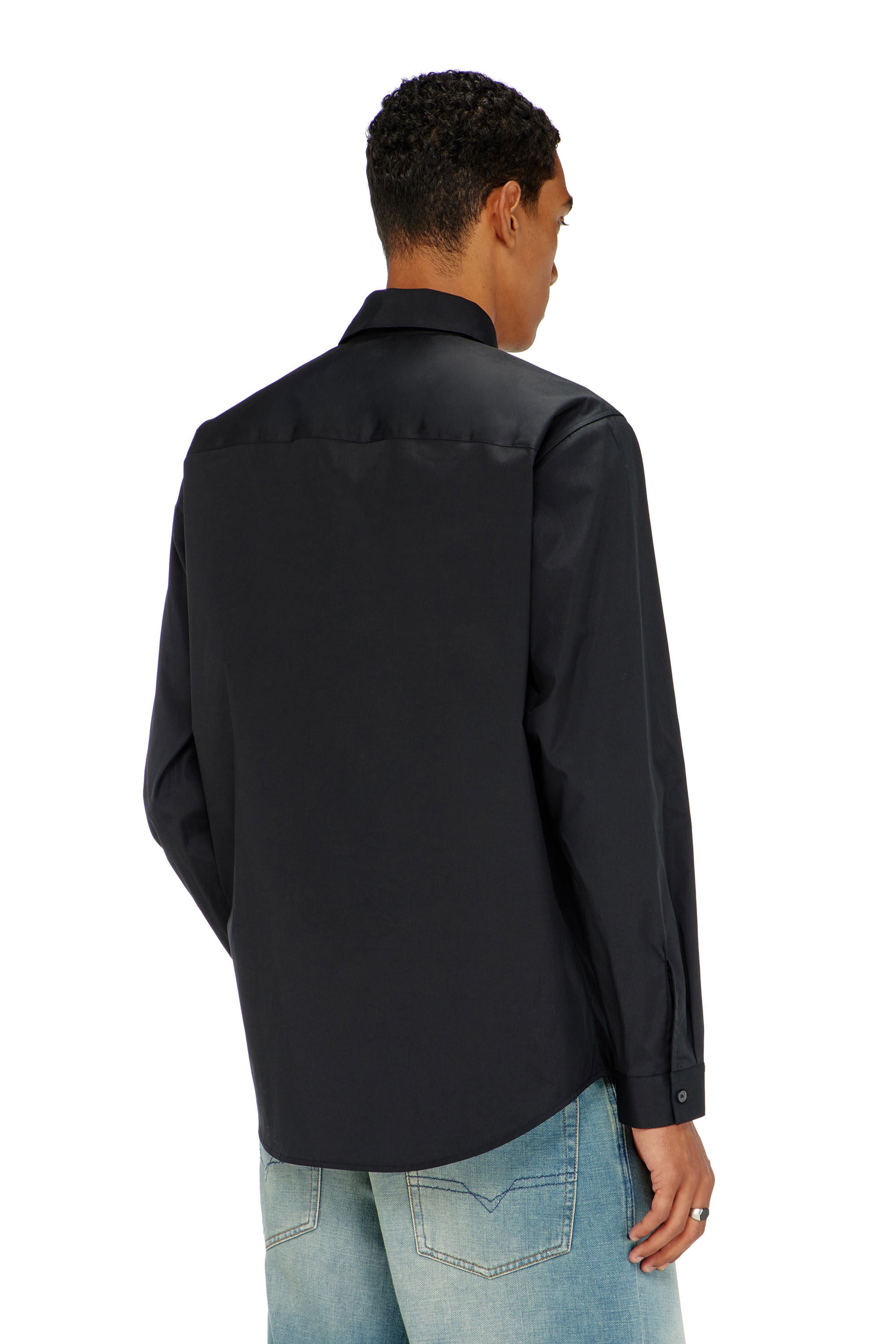 Diesel - S-SIMPLY-GSBH, Man's Stretch poplin shirt with embroidery in Black - 4