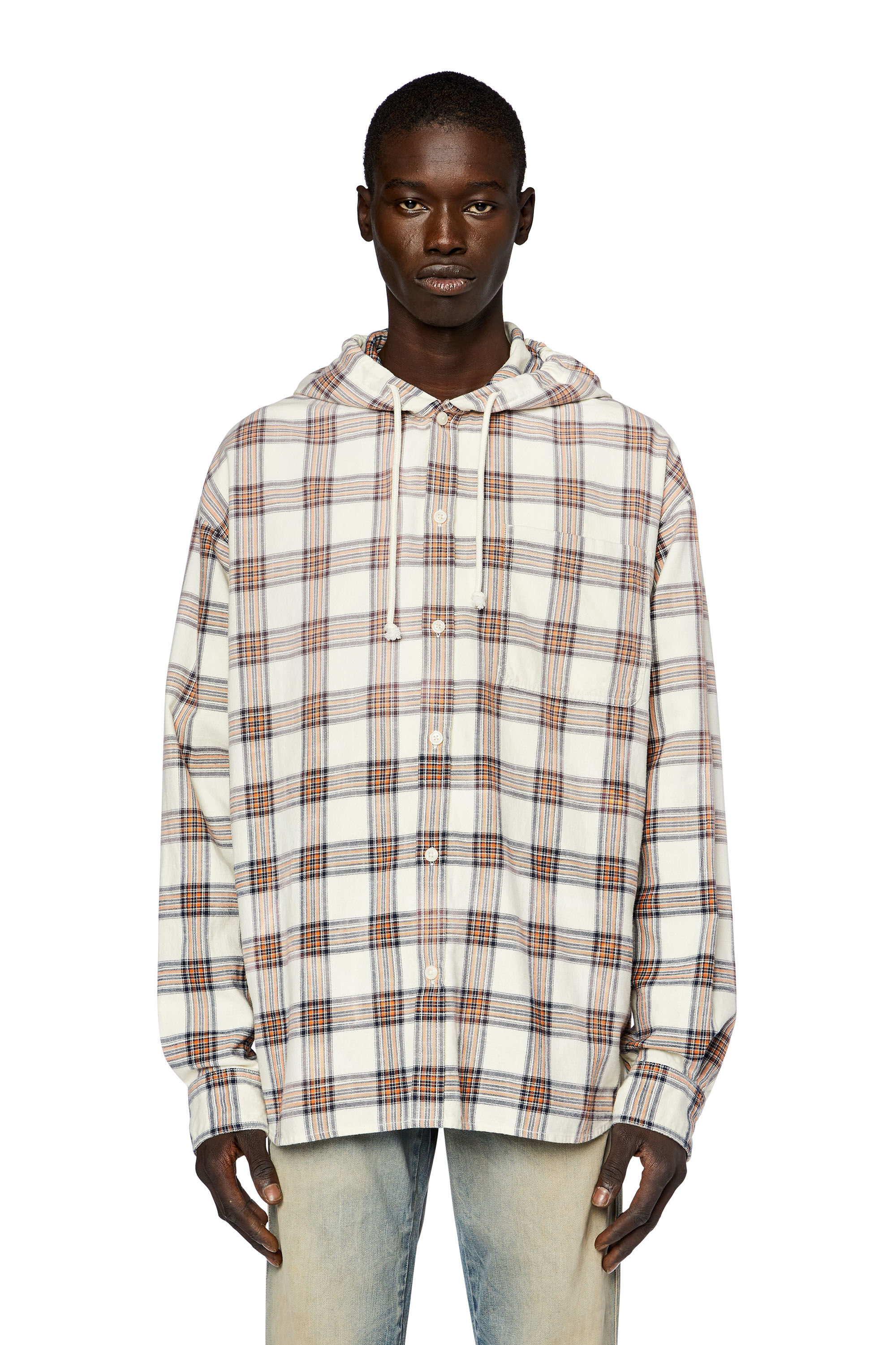 Diesel - S-DEWNY-HOOD, Man Hooded overshirt in check cotton flannel in Multicolor - Image 6