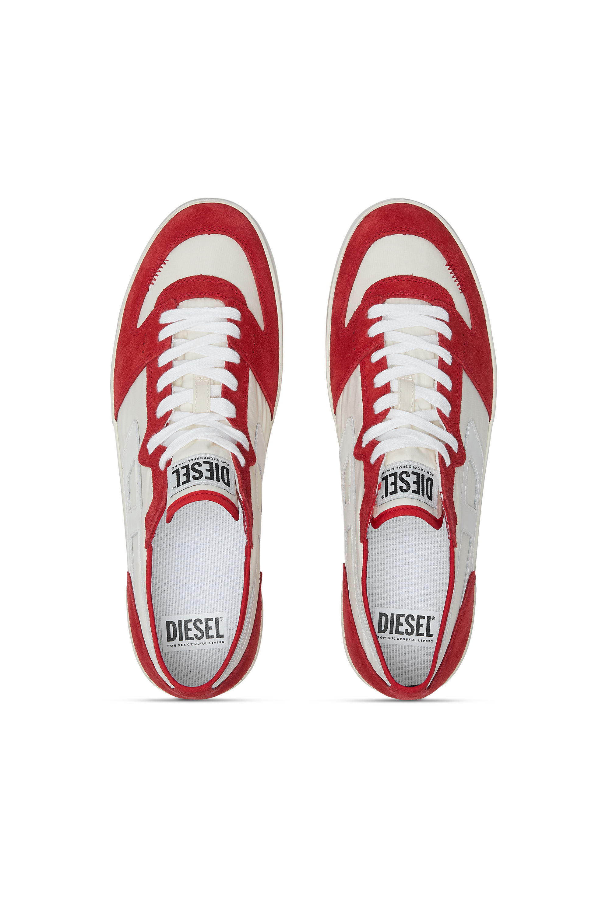 Diesel - S-LEROJI D-1 LOW, Man's S-Leroji D-Sneakers in padded ripstop and suede in Red/White - 4