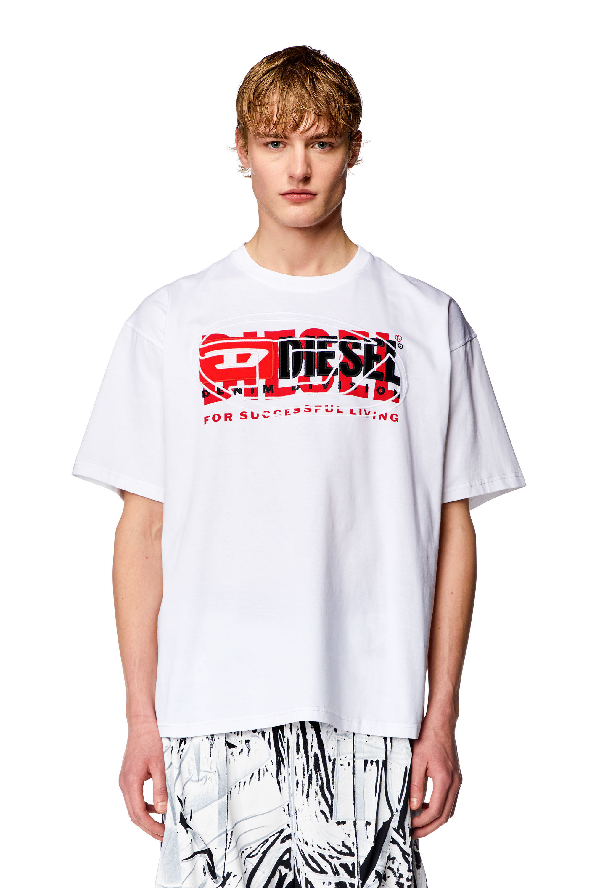 Diesel - T-BOXT, Man T-shirt with layered logos in White - Image 3