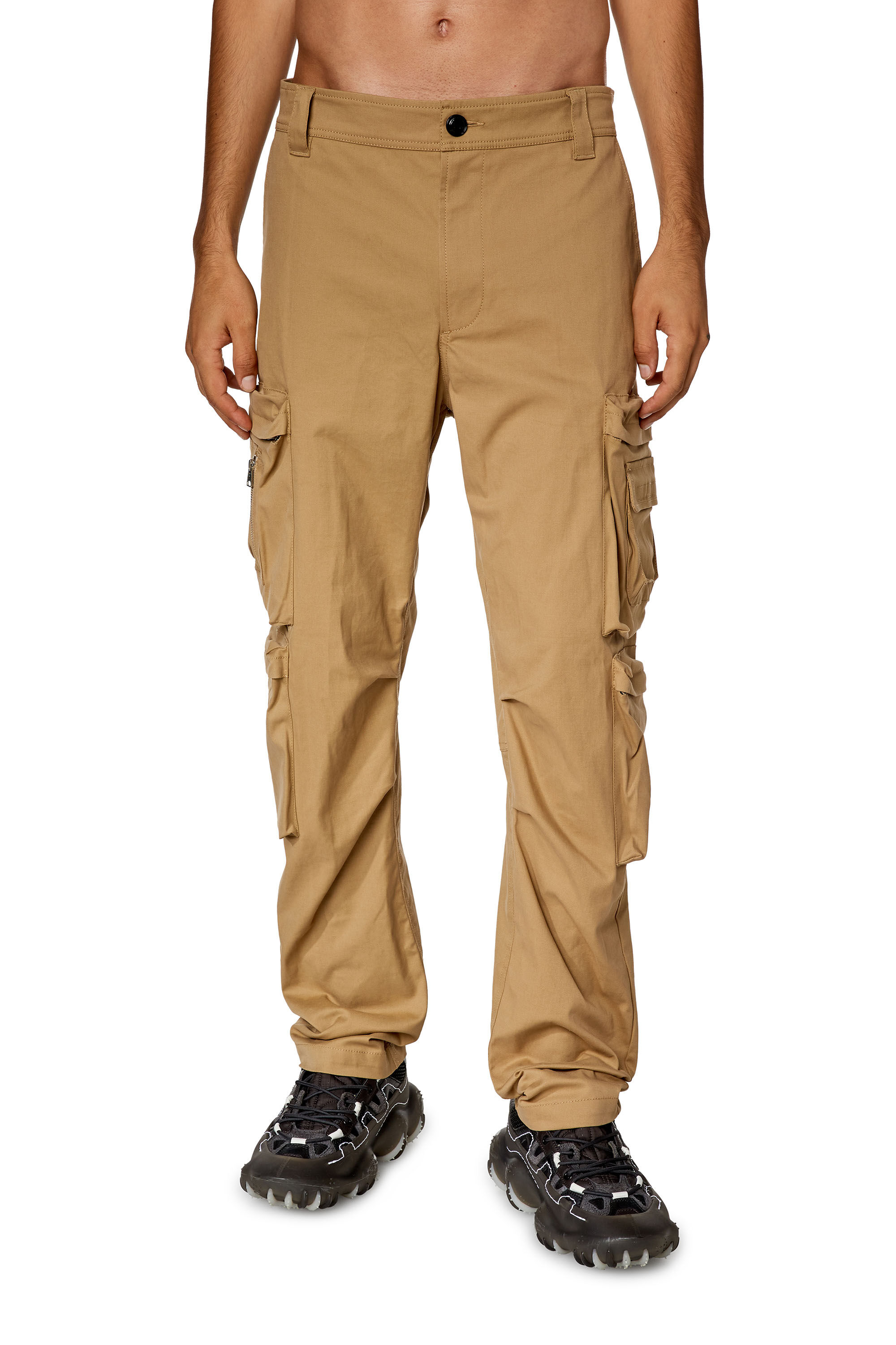 Diesel - P-ARLEM, Man Cargo pants with zip pocket in Brown - Image 1