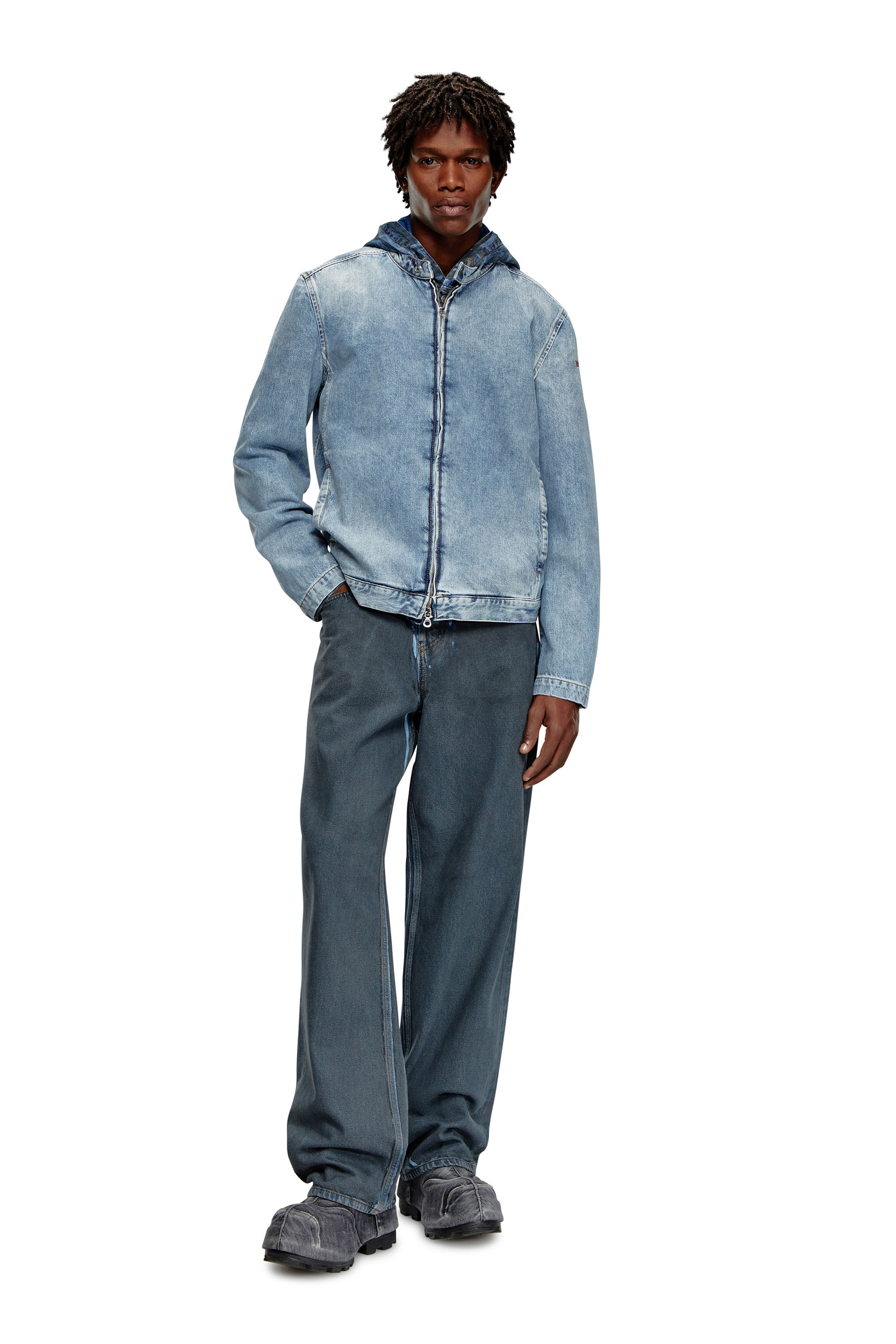 Diesel - D-GLORY, Man Zipped jacket in denim in Blue - Image 1