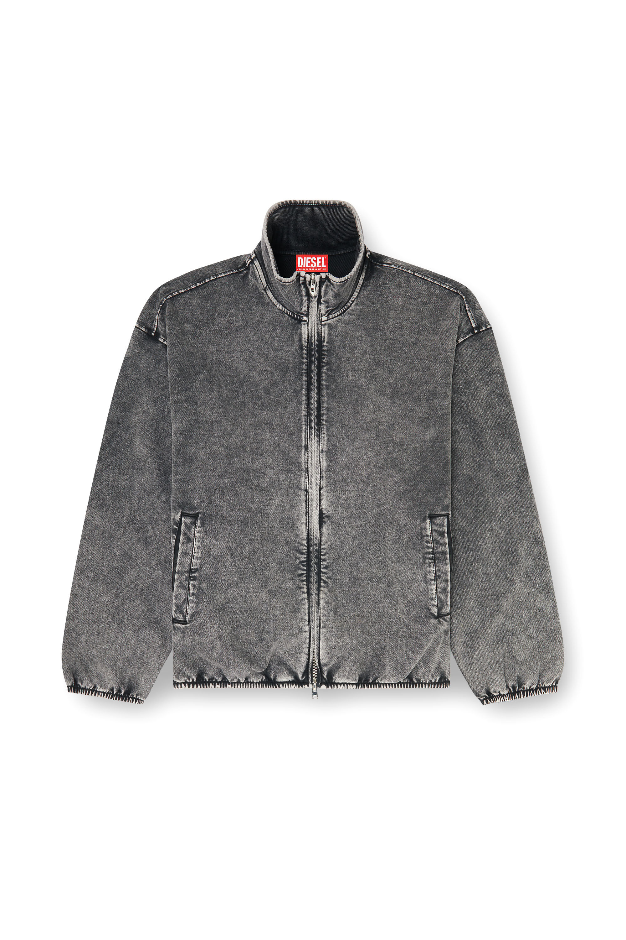 Diesel - S-CORSY, Man's Sweat jacket with denim effect in Grey - 2