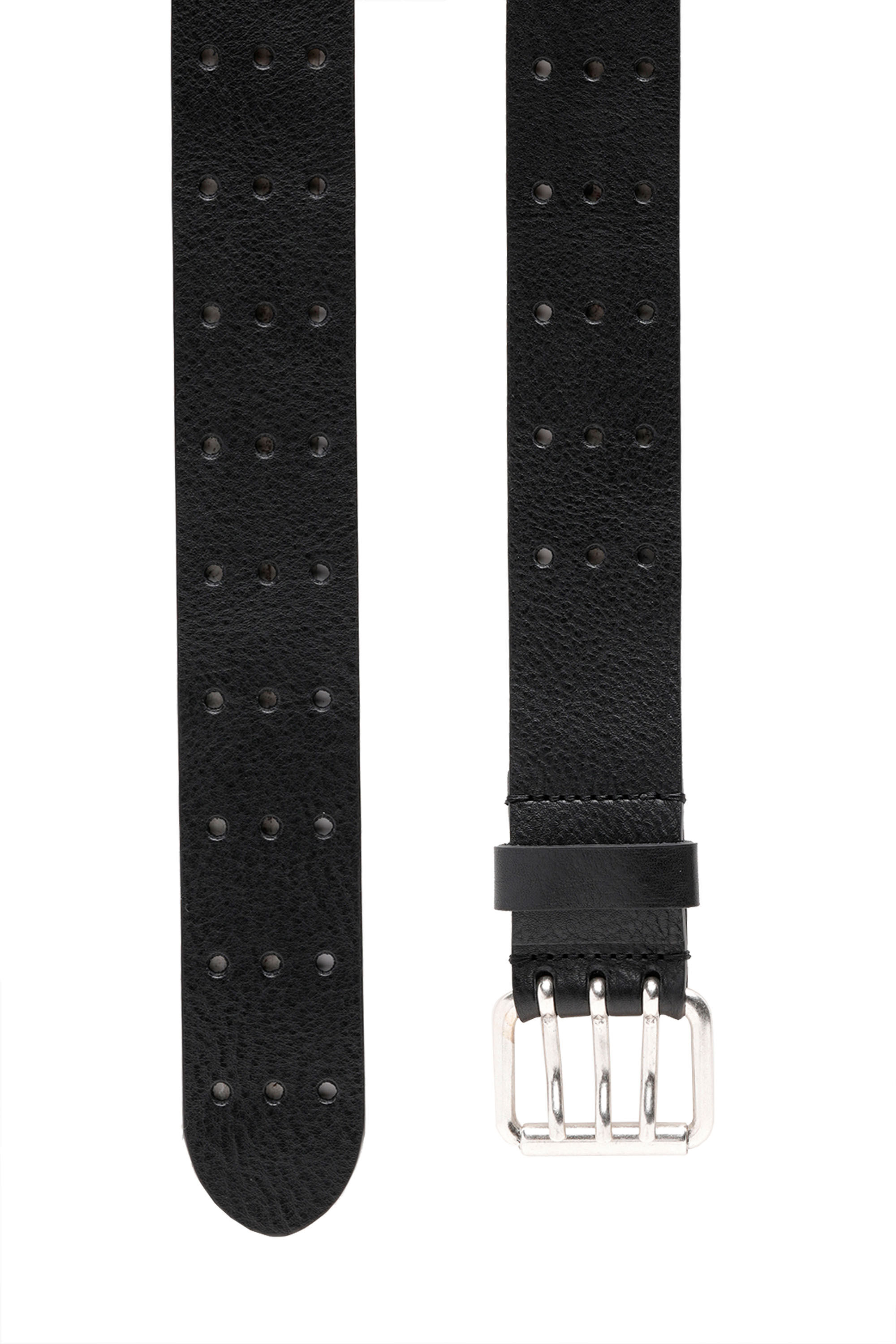 Diesel - B-MILI, Man Leather belt with triple-prong buckle in Black - Image 3