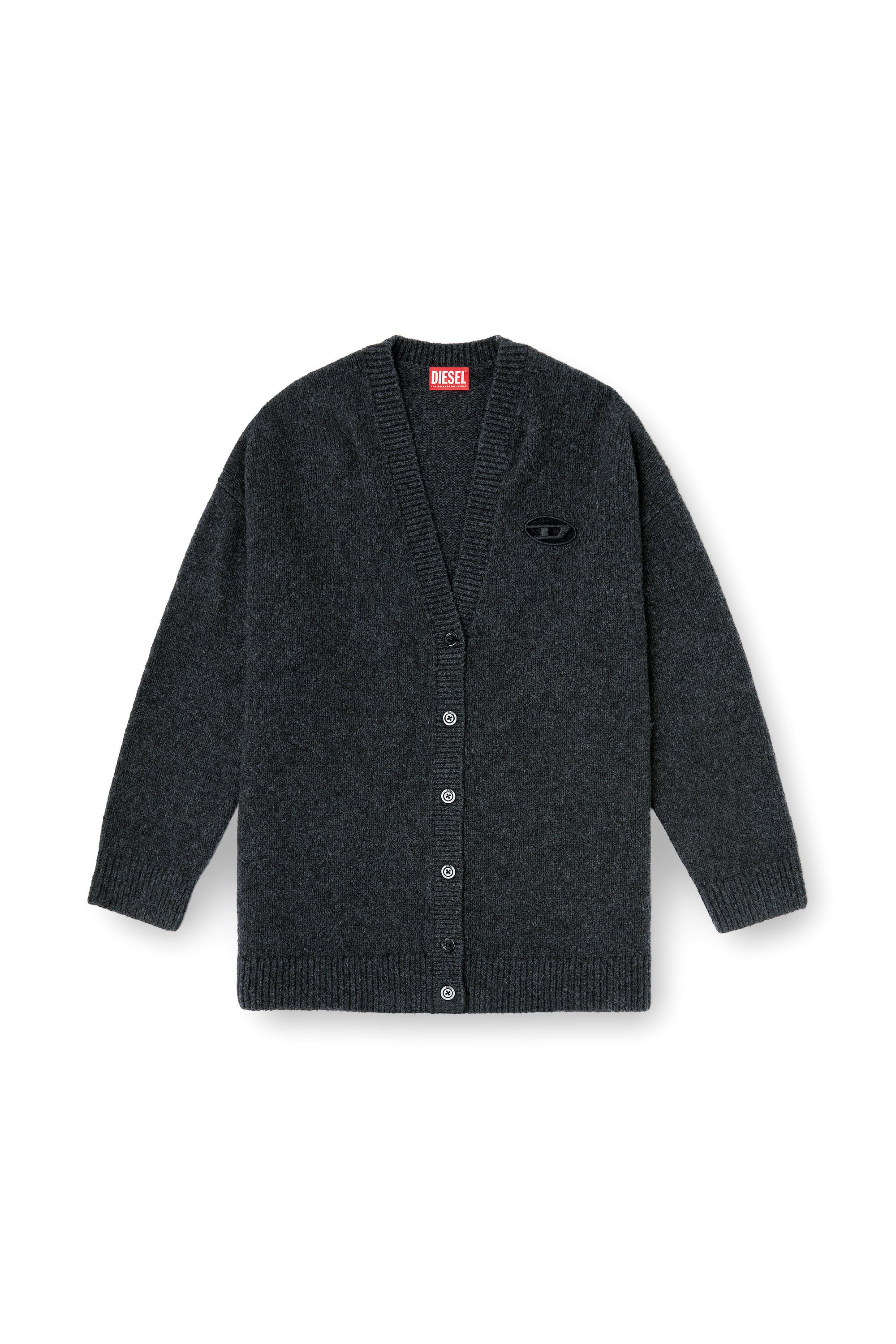 Diesel - M-AREELA, Woman's Cardigan in wool and alpaca blend in Black/Grey - 2